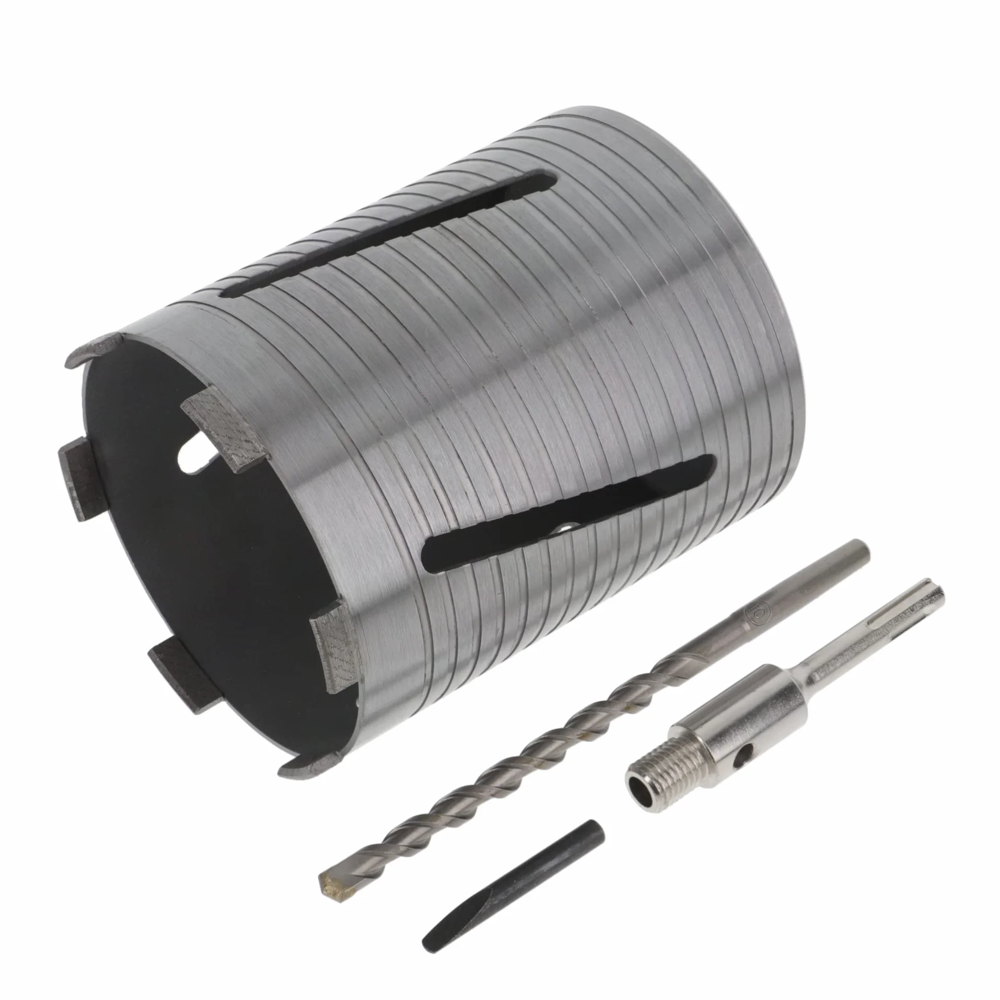 PRODIAMANT Diamentowa wiertnica rdzeniowa ø 132 mm długość efektywna 150 mm z adapterem SDS do młotowiertarki, segmenty spawane laserowo do wiercenia na sucho