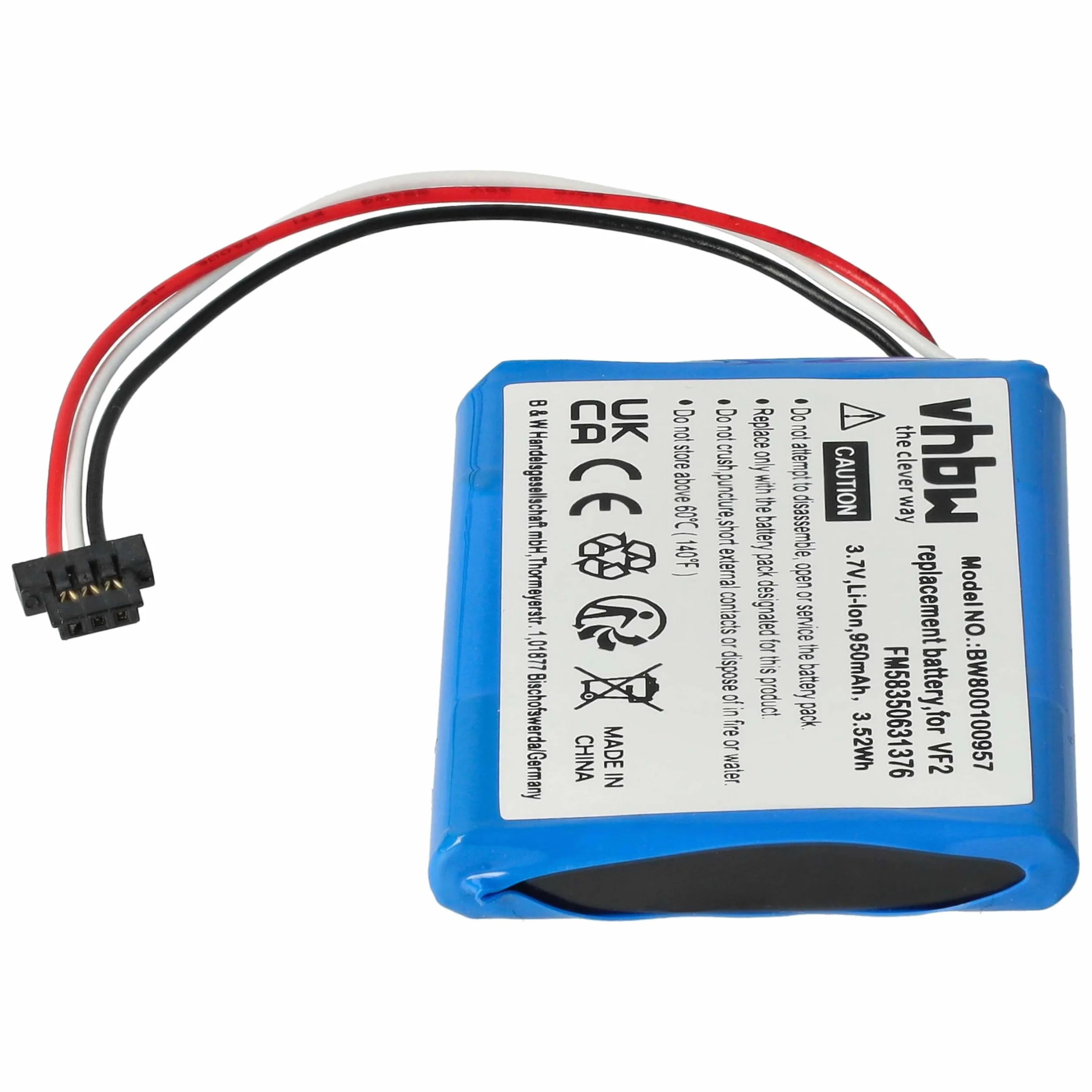 vhbw Bateria kompatybilna z TomTom Start 50, Go Live 825 Europe nawigacja GPS (950 mAh, 3,7 V, Li-Ion)