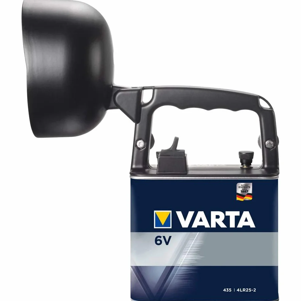 Varta 4 W LED Work Light (w zestawie bateria High Energy 6 V, lampa robocza, latarka, latarka, reflektor ręczny, lampa warsztatowa, lampa robocza – czas pracy do 270 godzin – z paskiem do noszenia)