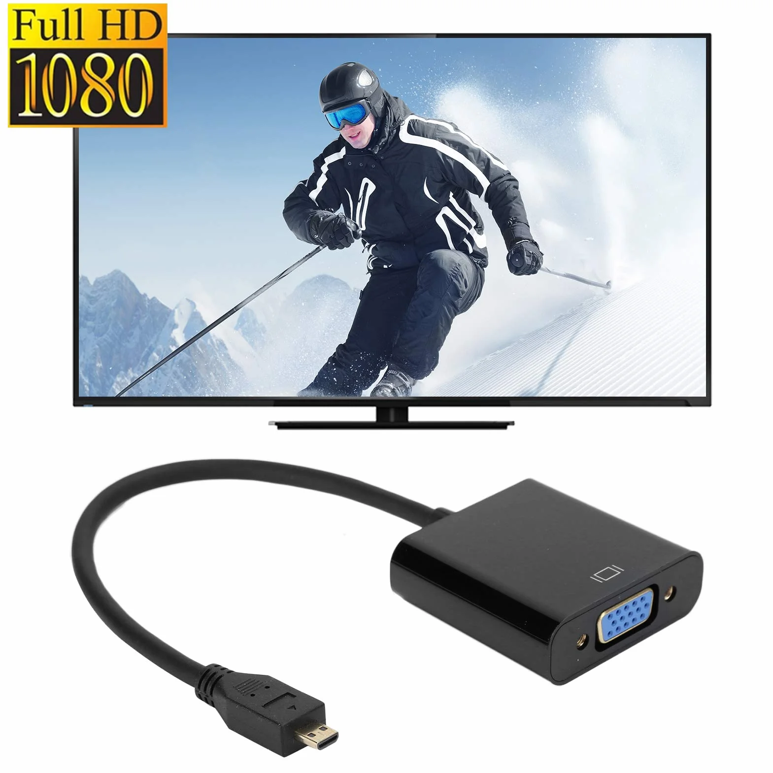 Vbestlife Konwerter wideo Micro HDMI na VGA 1080P pozłacany 24-karatowym złotem do 4B