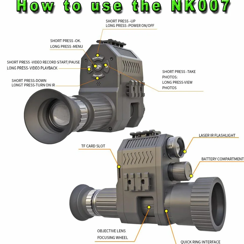 XiaoXIN Cyfrowy luneta noktowizyjna monokular 100-200 m kamera na podczerwień nagrywanie zdjęć wideo