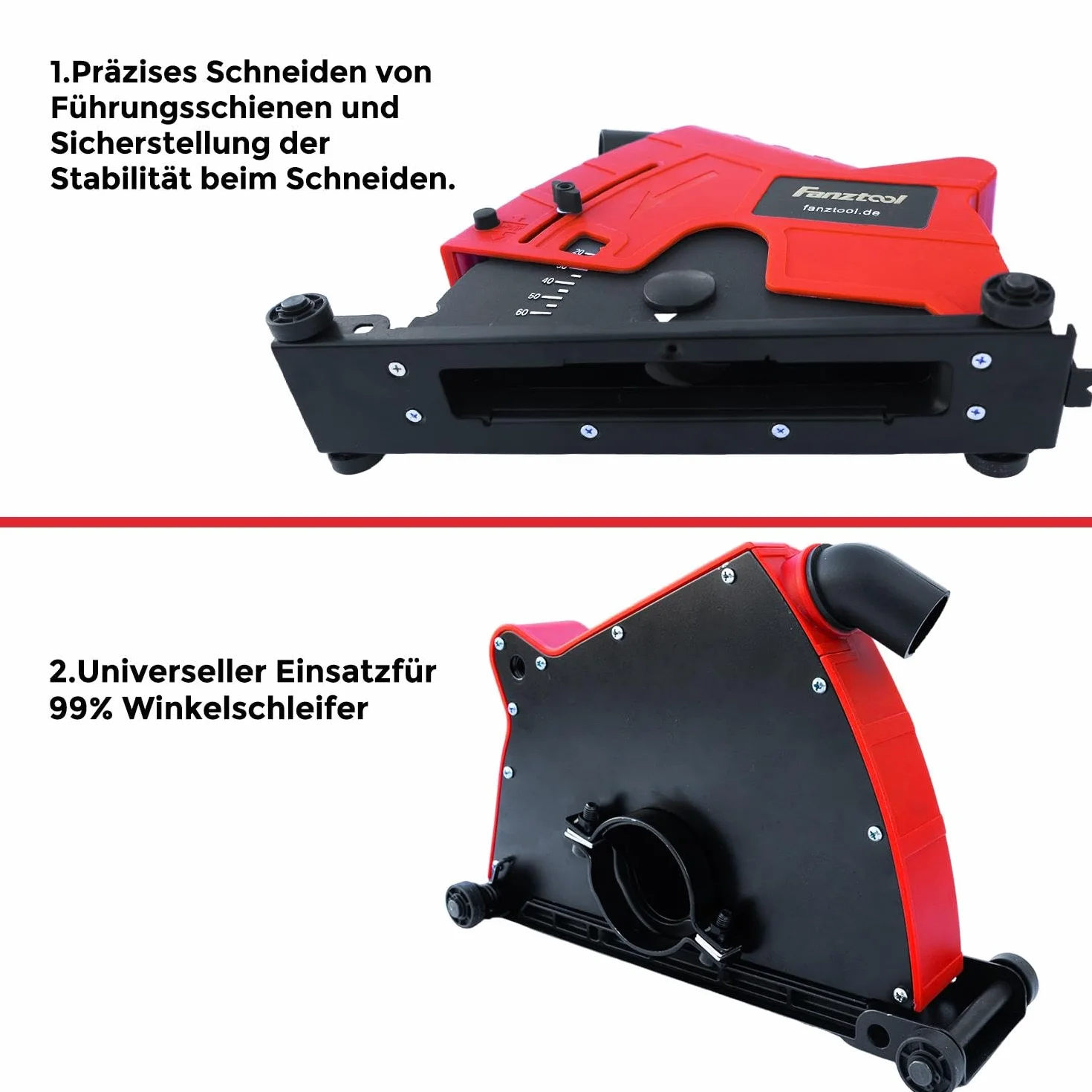 FANZTOOL Uniwersalna osłona ssąca do szlifierki kątowej z tarczami tnącymi 230 mm