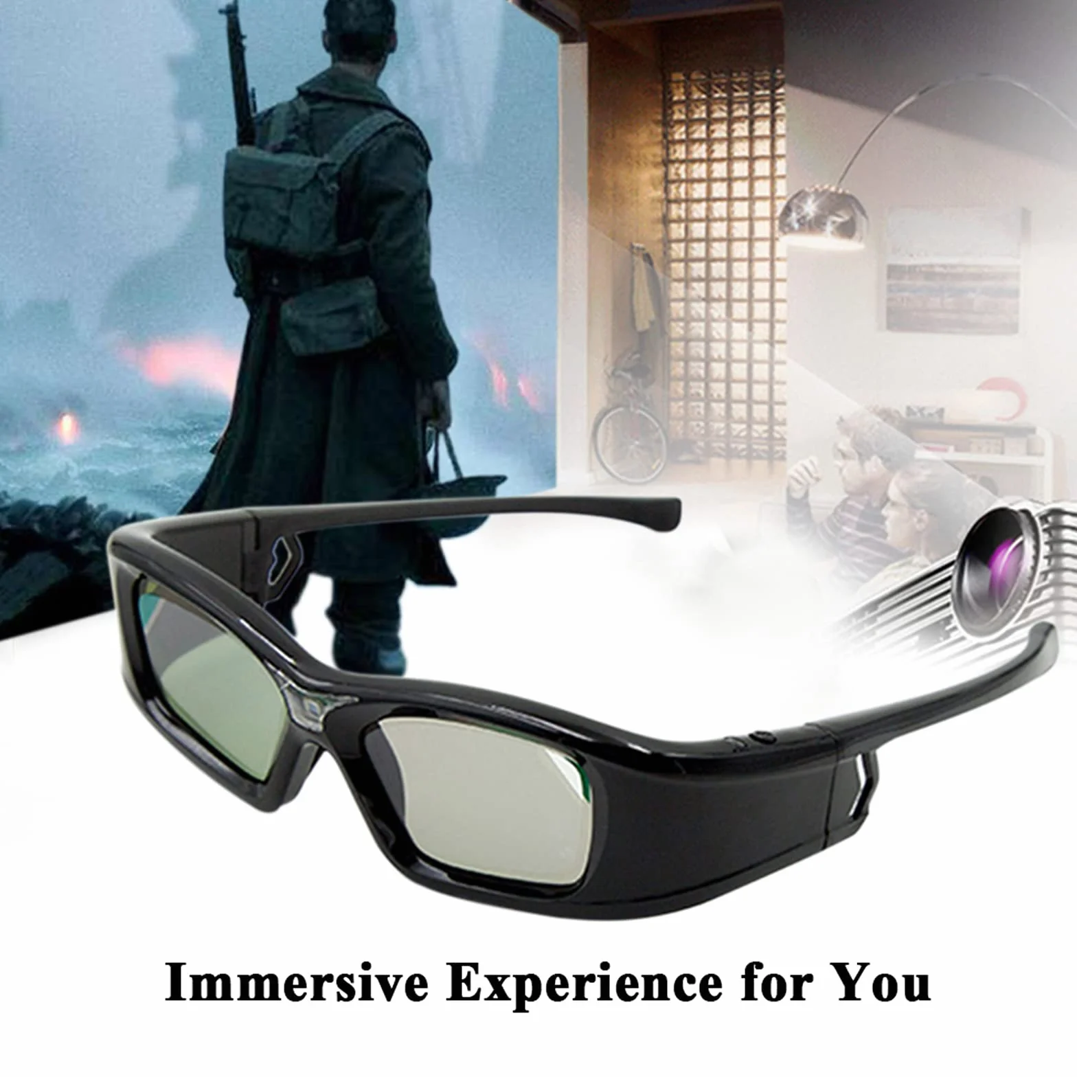 Irfora Okulary 3D, GL410 okulary 3D do projektora Full HD Active DLP Link do Optama DLP Link projektorów