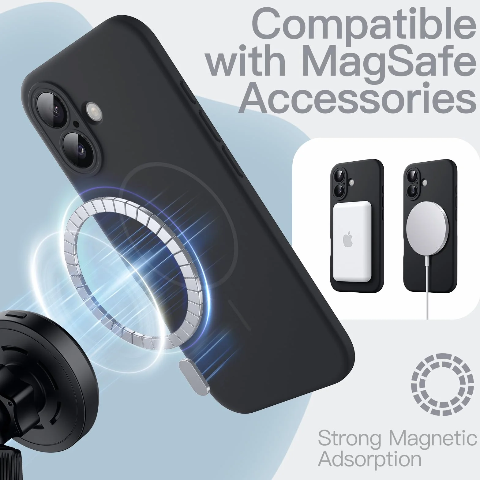 JETech Etui iPhone 17 6,3 Cala MagSafe Silikonowe Czarny
