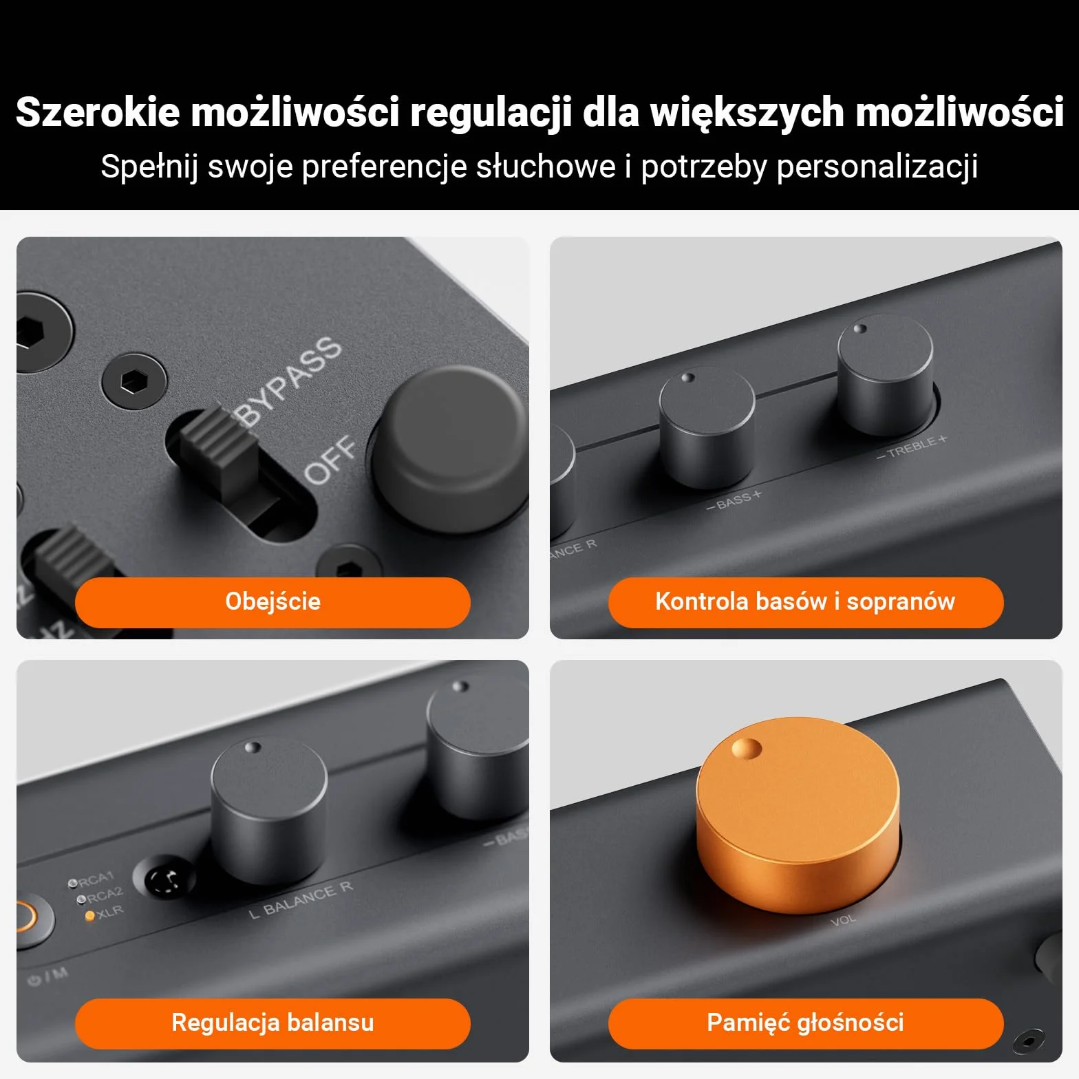 Fosi Audio ZP3 Zbalansowany Przedwzmacniacz, 2 Wejścia RCA i 1 XLR, Wyjścia RCA/XLR i Subwoofera, Filtr Górnoprzepustowy HPF