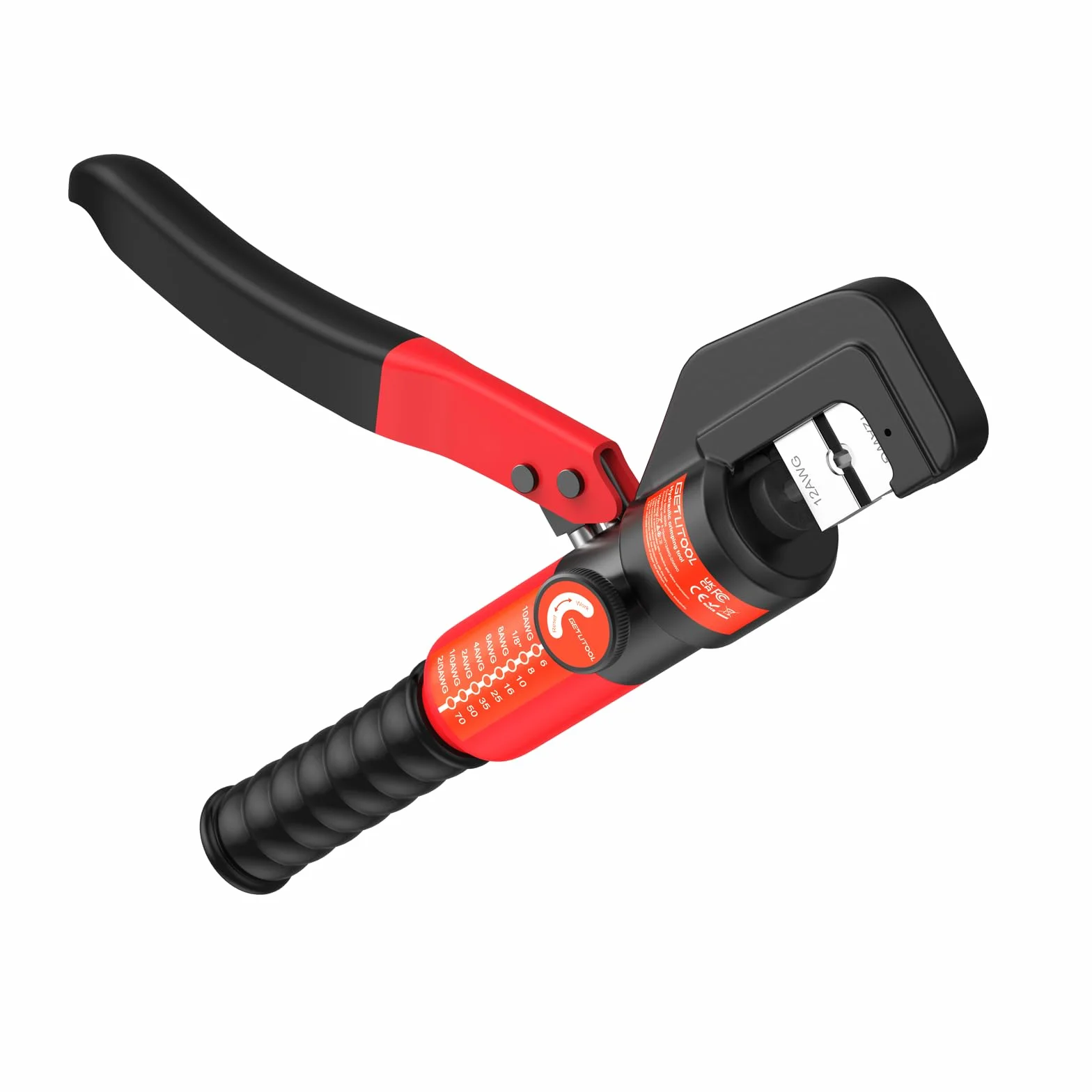 GETLITOOL 8-tonowy hydrauliczny zestaw narzędzi do zaciskania z 9 matrycami i przecinakiem do drutu, wytrzymała hydrauliczna zaciskarka do kabli akumulatorowych, końcówek i zacisków do zastosowań