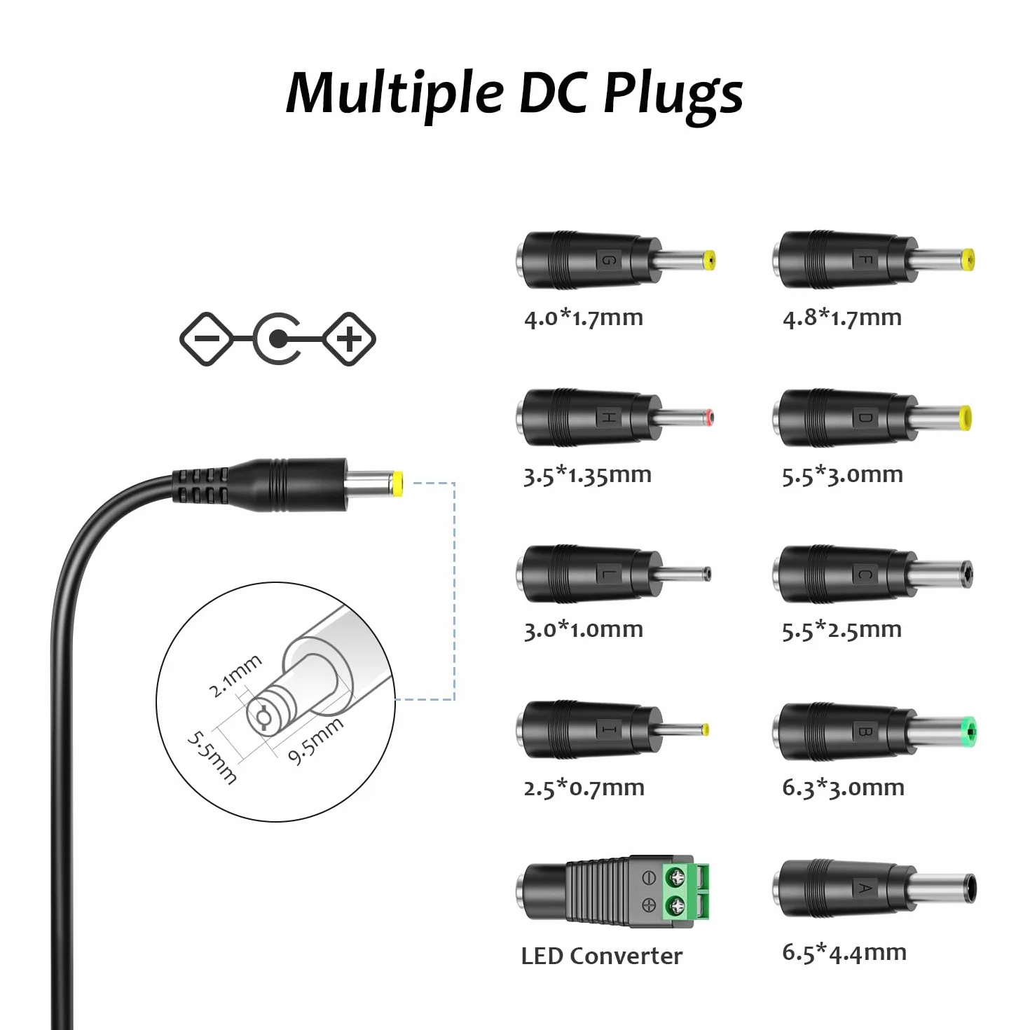 Zolt Uniwersalny zasilacz sieciowy 36W 12V 3A AC DC z 9 wtyczkami DC