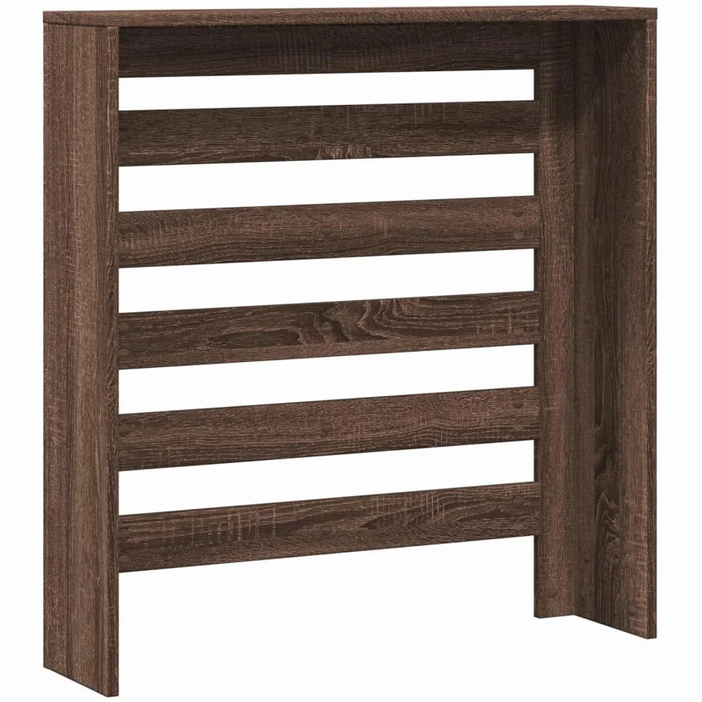 Pokrowiec na grzejnik, brązowy, dąb, 78 x 20 x 82 cm, designerska osłona chłodnicy, nowoczesna płyta MDF, pionowe listwy drewniane, dekoracyjna szafka do salonu, sypialni, przedpokoju, duża