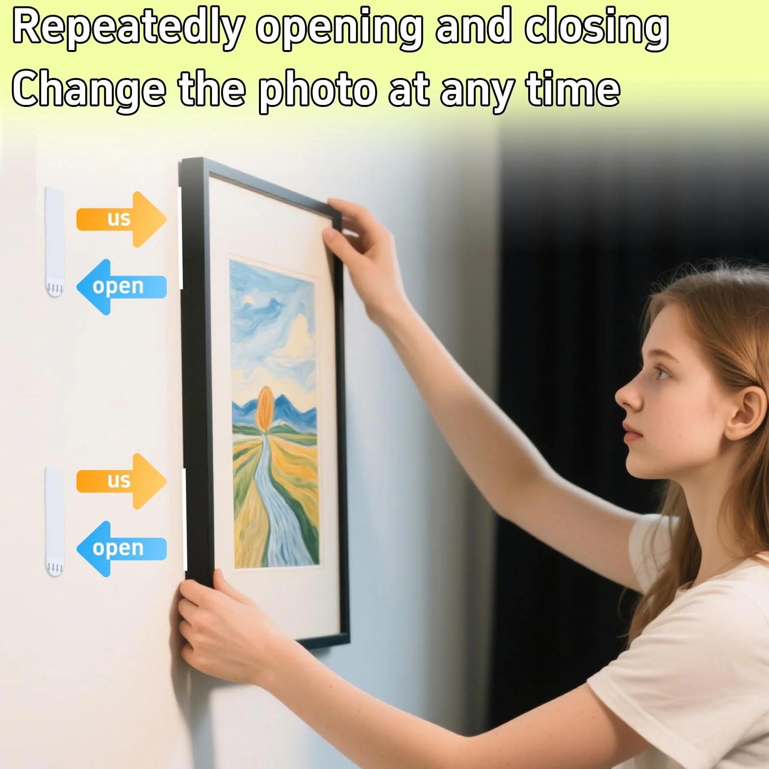 command picture hanging strips - 12 Pairs (24 Strips) Wall Sticky for Hanging Pictures on Wall Without Nails, 3.7"L x 0.76"W Adhesive adhesive strips, Heavy Duty Hook&Loop Strips, No Damage