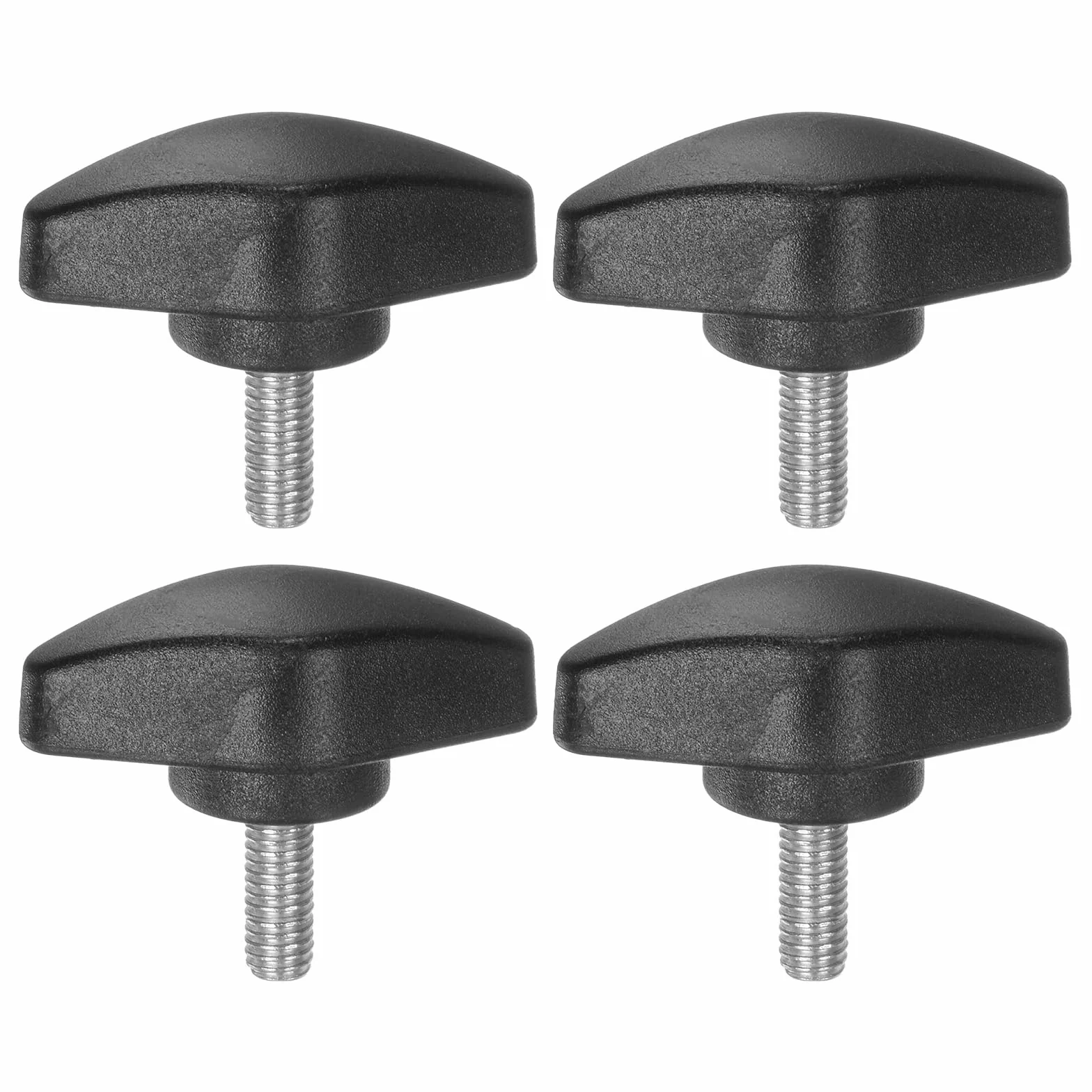 QUARKZMAN 4 sztuki gałek motylkowych T śruby kciukowe M5 x 12 mm standardowy gwint męski tworzywo sztuczne guziki w kształcie litery T guziki zaciskowe uchwyt śruba kciukowa, kolor czarny