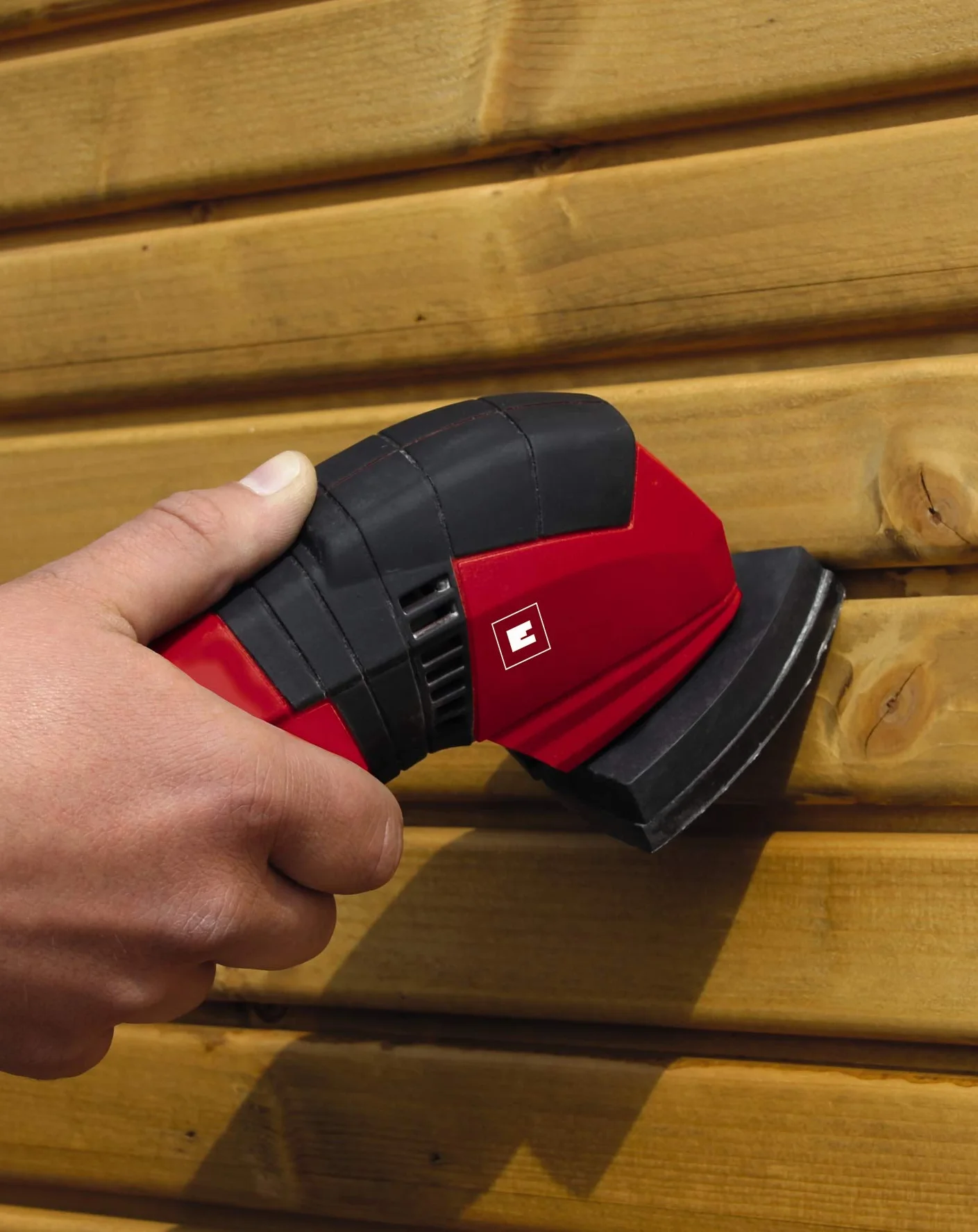 Einhell Szlifierka Delta TC-DS 19 (190 W, prędkość oscylacyjna 20000 1/min, ergonomiczny miękki uchwyt, Extreme Fix, adapter do odsysania kurzu, w zestawie 3 sztuki papieru ściernego), czerwona