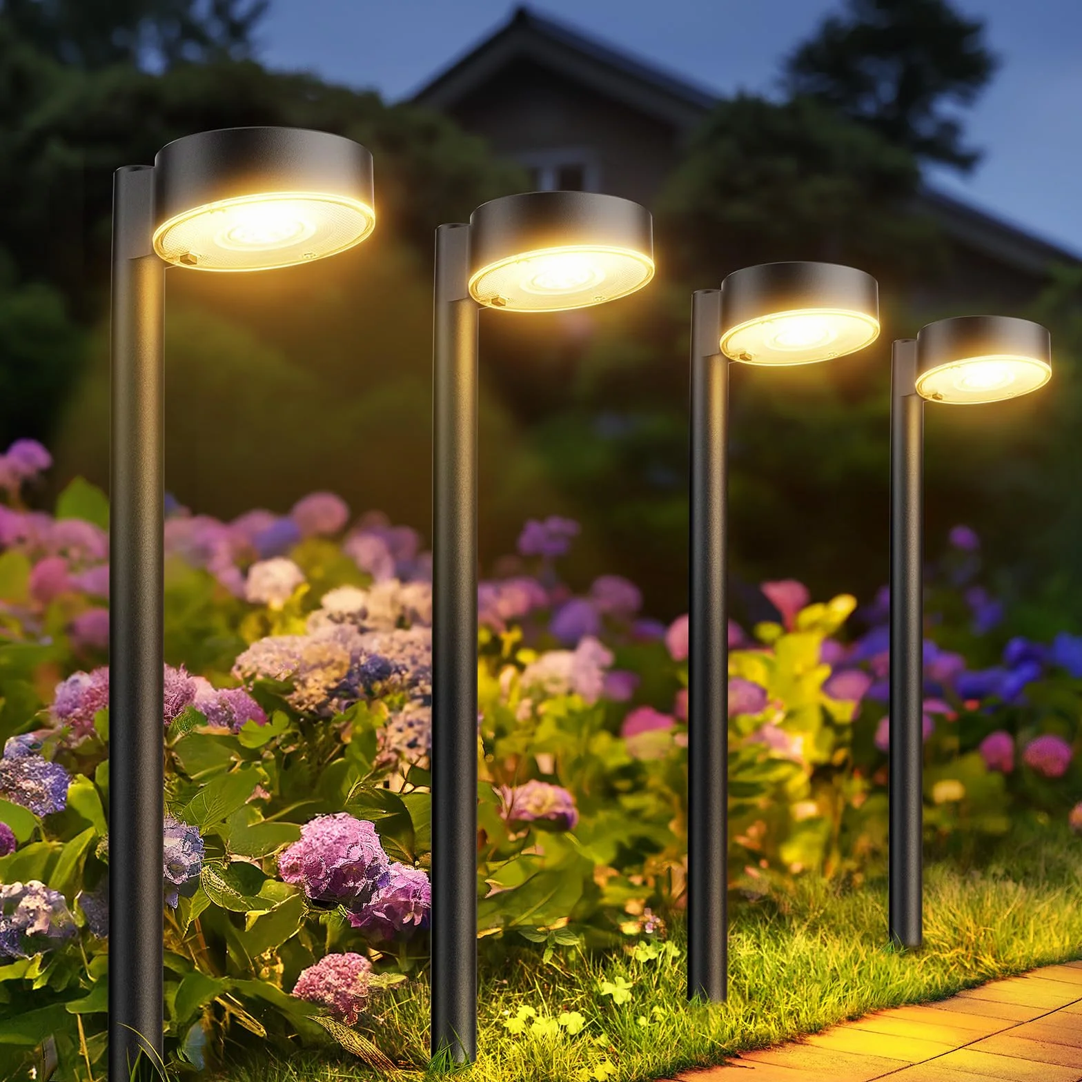 BUCASA Lampy solarne do ogrodu, 8 x 12 diod LED, jasne lampy solarne do użytku na zewnątrz, z dłuższym czasem pracy, wodoszczelność IP65, solarne lampy ogrodowe, dekoracja na trawnik, taras