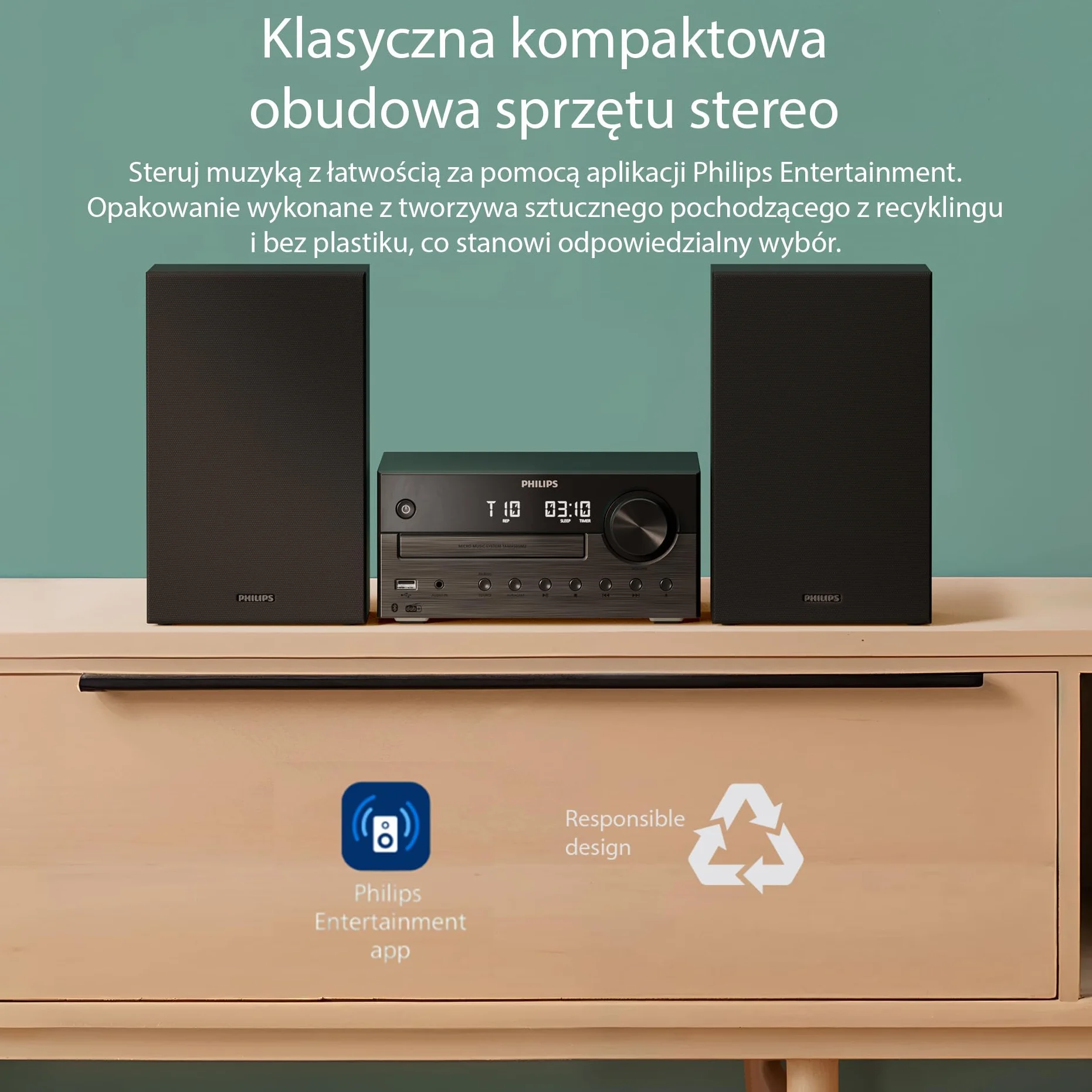 Philips TAM4555M2 Micro Hi-Fi System 100 W Bass Reflex DAB+/FM CD USB Bluetooth 5.4