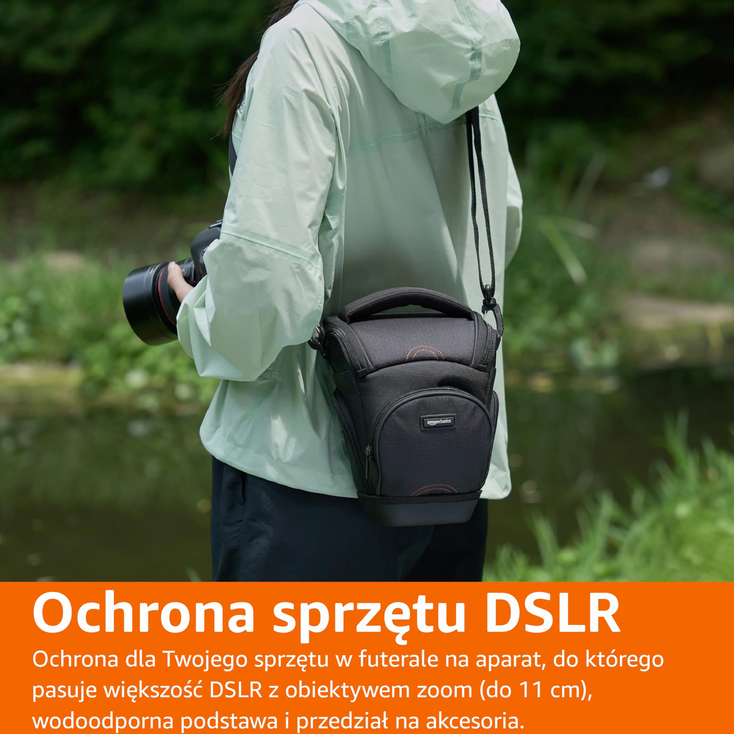 Amazon Basics futerał na ramię do lustrzanki jednoobiektywowej, wodoodporny, odporny na wstrząsy, czarny