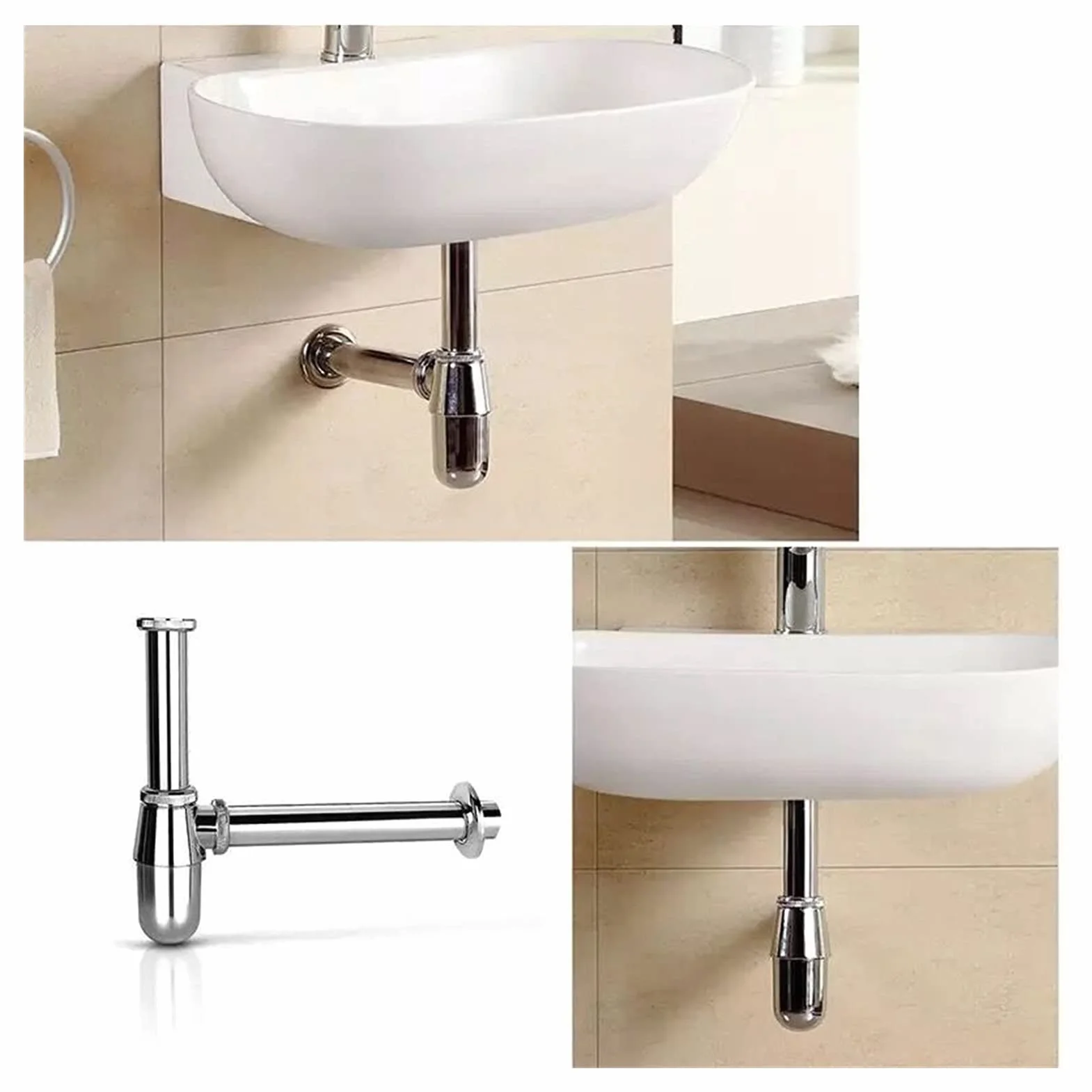Umywalka Pop Up Drain Czarny mosiężny pułapka na butelki Syfon łazienkowy Odpływy z zestawem odpływowym Wykwintna rura (kolor: B) (B)