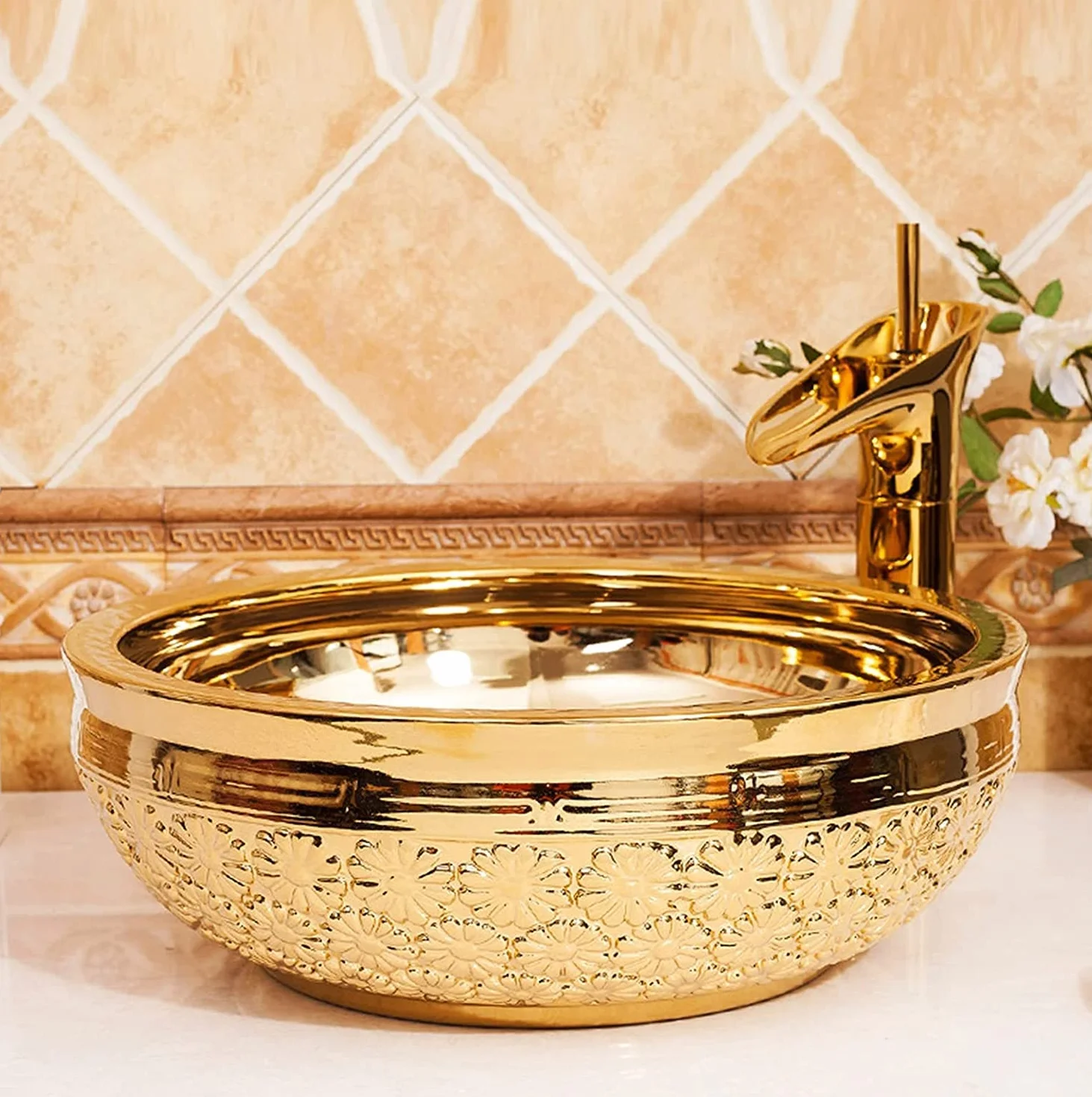 Umywalki Nablatowe, Umywalki Łazienkowe Nablatowe, Hotelowe, Okrągłe Ceramiczne Umywalki Nablatowe, Porcelanowe Umywalki Nablatowe, Umywalki Artystyczne Do Toalety, Szafk,F-One Size