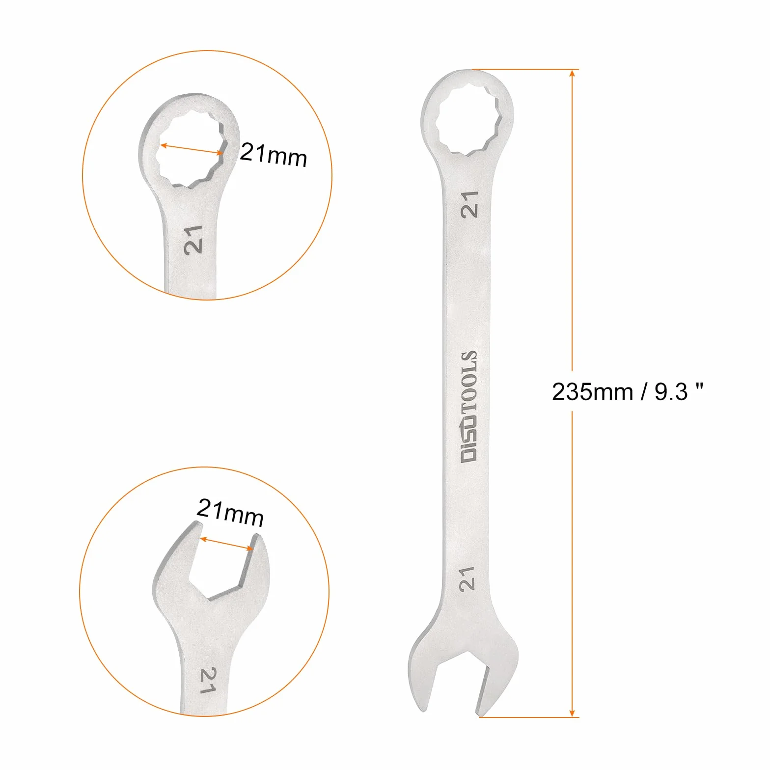 QUARKZMAN 2 sztuki cienkich kluczy kombinowanych metrycznych 21 mm Torx-EndBox 15 stopni offset otwarty koniec stal nierdzewna, odcień srebrny