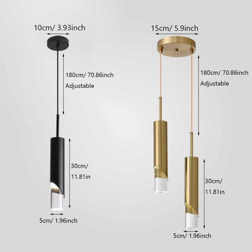 Nordyckie nowoczesne lampy wiszące minimalistyczne zawieszenie sufitowe Lampa wisząca z żyrandolem do kuchni salonu sypialni (Black 2-Light, białe światło)