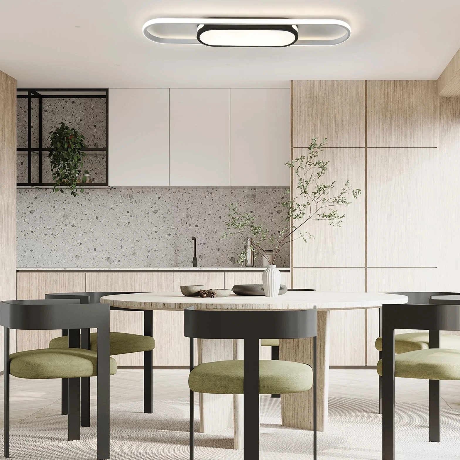 Oninio Nowoczesna lampa sufitowa LED do zanurzania z pilotem zdalnego sterowania oprawy sufitowe do salonu, kuchni, jadalni, sypialni, 80 cm