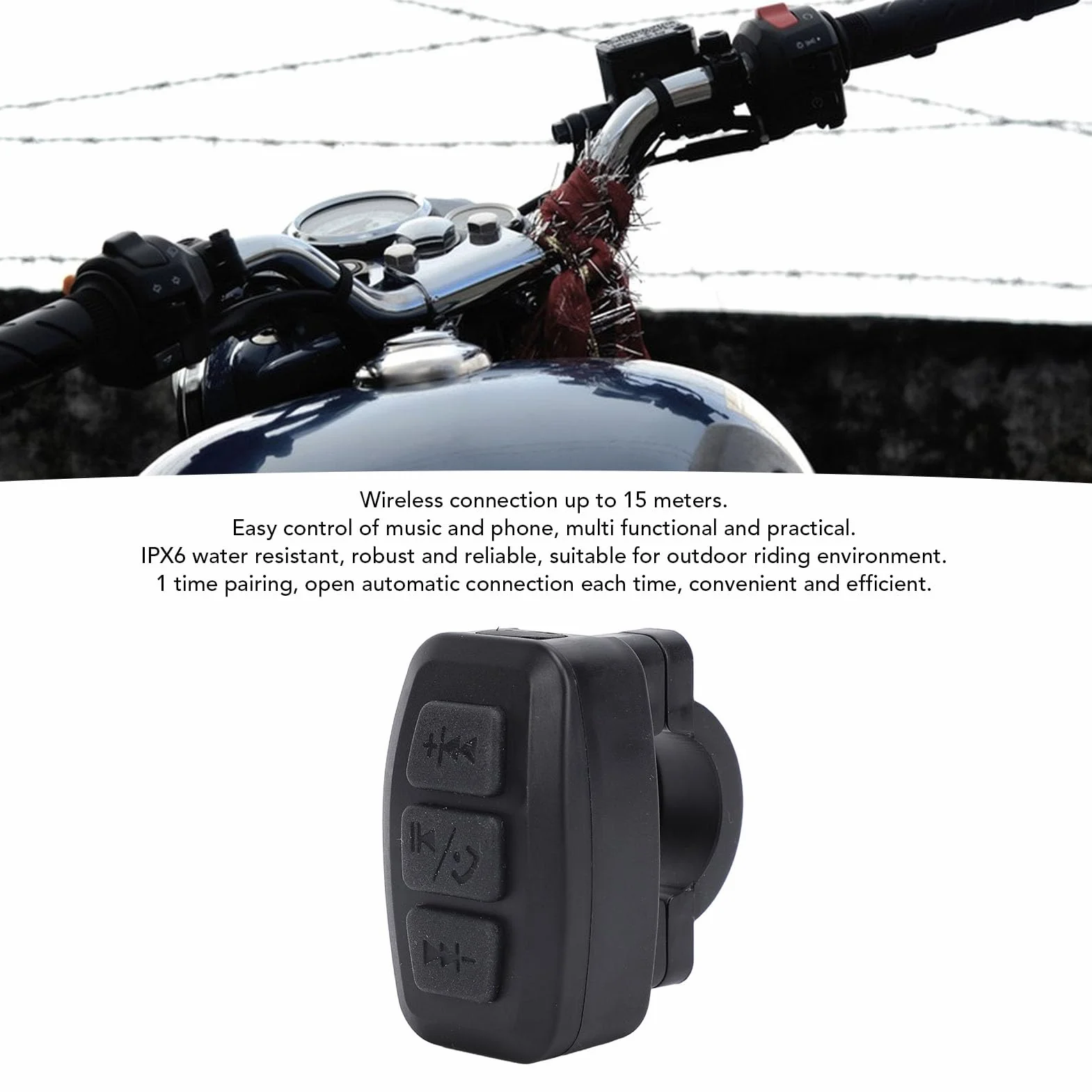 Elektroniczny Przycisk Multimedialny Bluetooth Pilot Samochód Rower Motocykl Kierownica Muzyka Wodoodporny Akumulator Telefon Rowerowy Pilot do Systemu IOS lub Android z Uchwytem