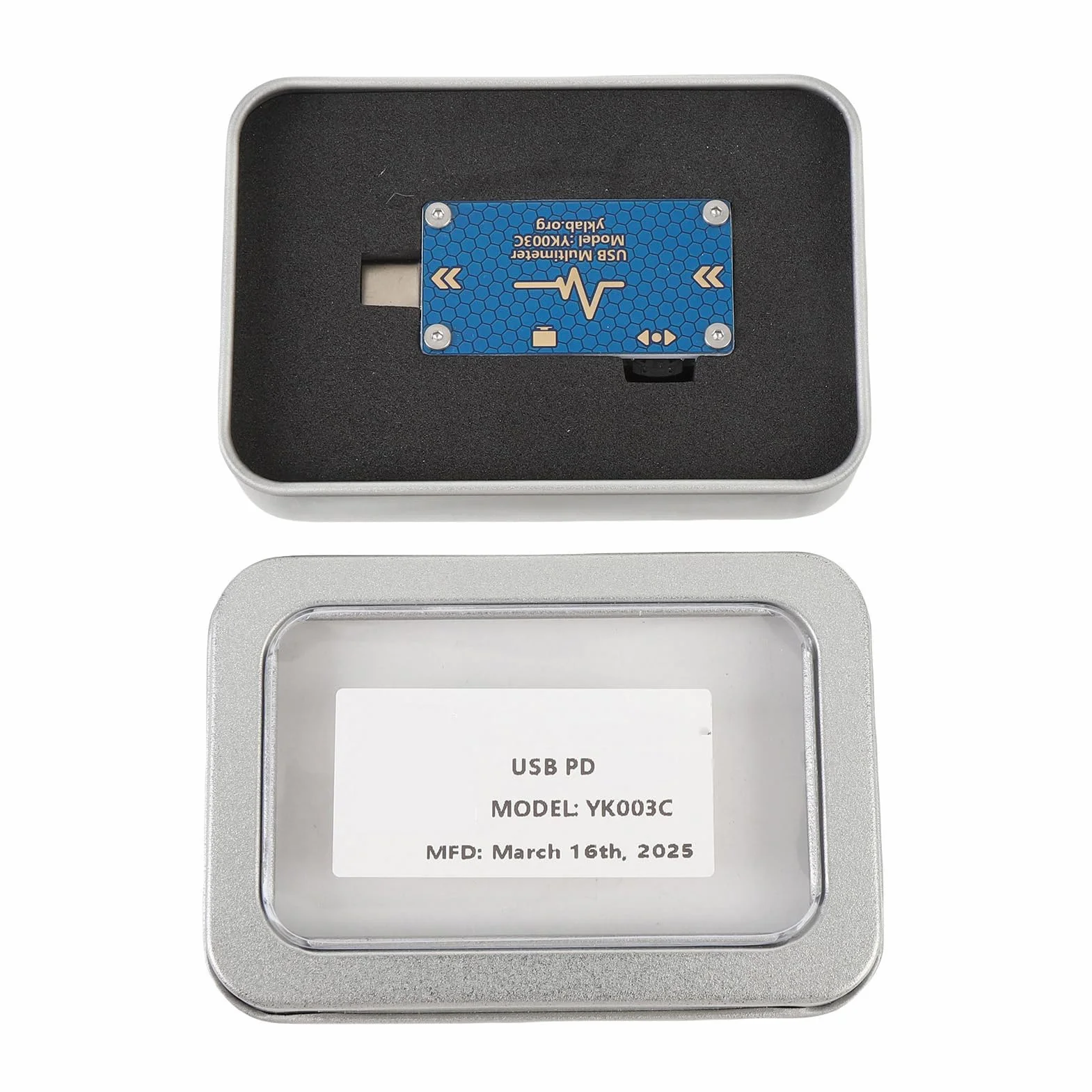 Demeras Tester Napięcia Typu C Przenośny, Kompaktowy Multimetr USB C do Wykrywania Kabli do Transmisji Danych Stop Aluminium 1 Jednostka