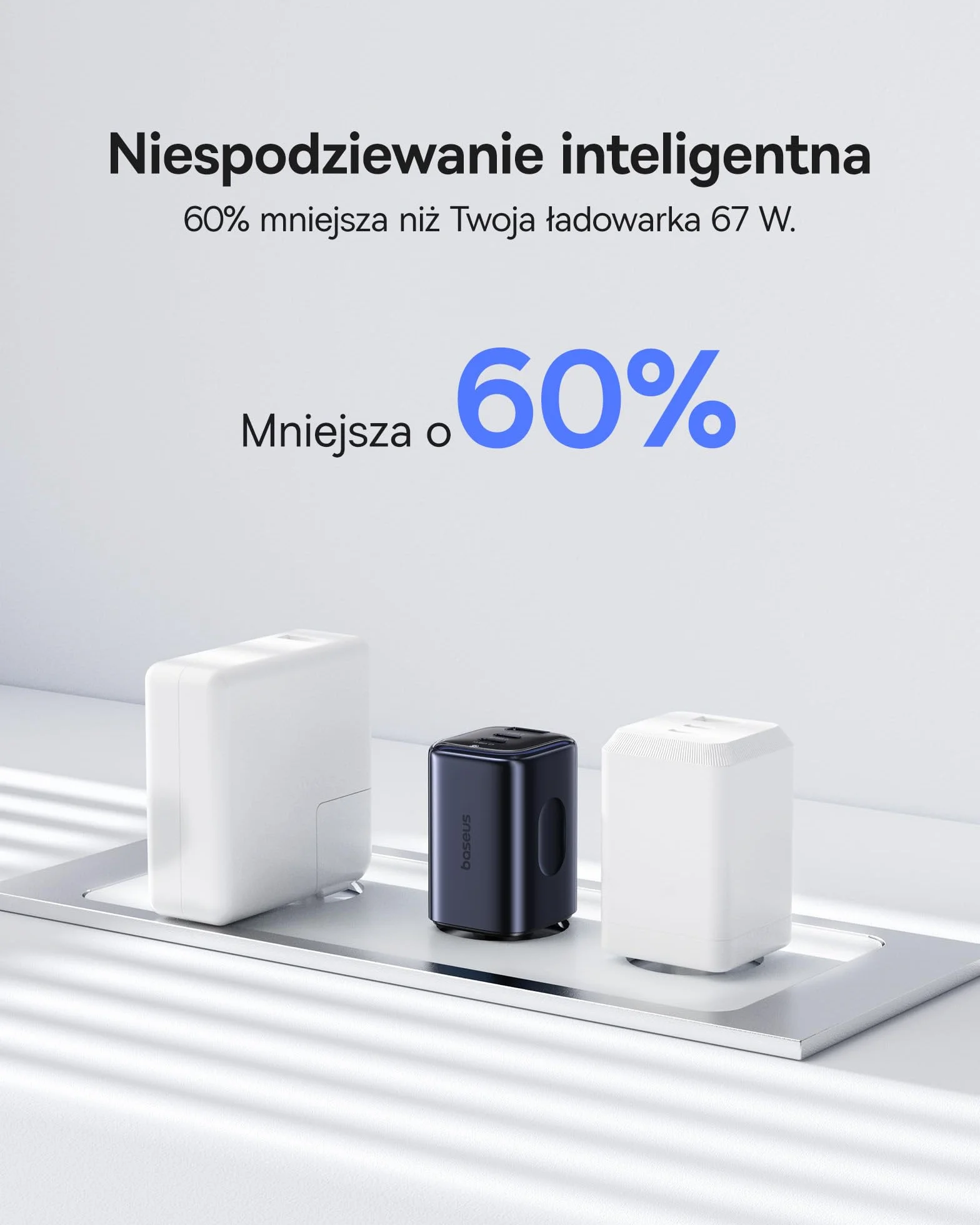 Baseus Picogo Ładowarka USB C 67W GaN 3 Porty PD PPS