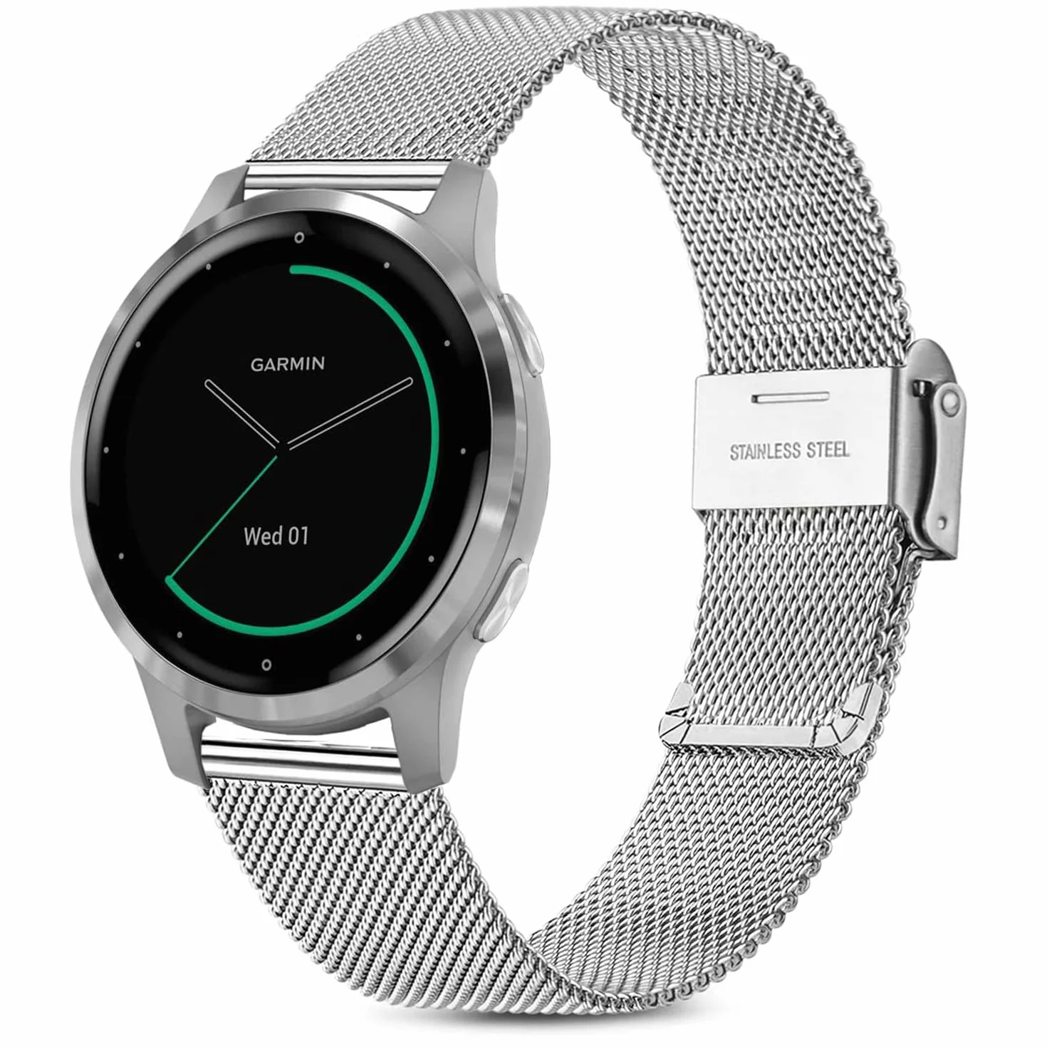 Pasek do Garmin Vivoactive 4S Venu 2S Vivomove 3S, 18mm Stal nierdzewna Metalowy