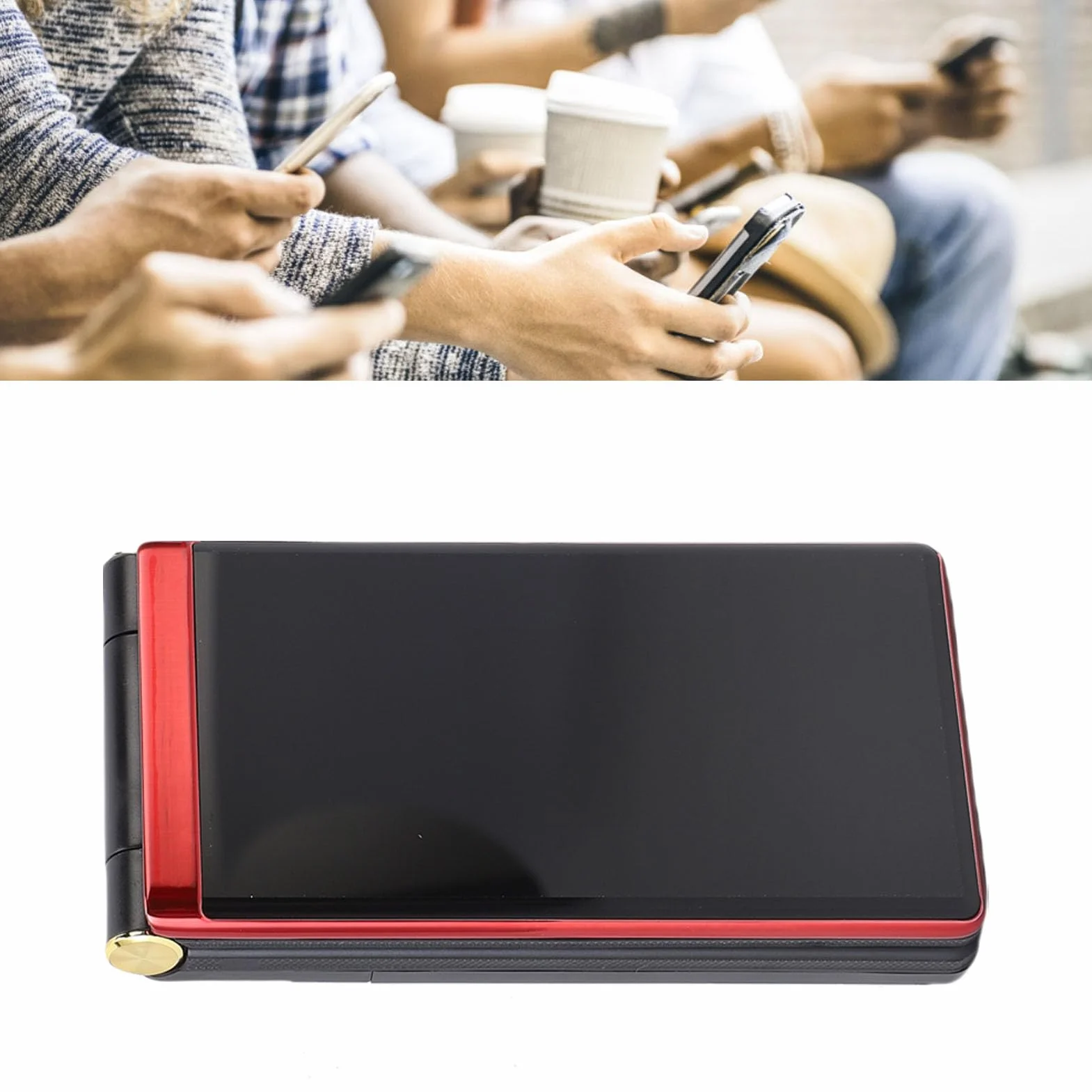 Annadue 4G Flip Cell Telefon, Flip Telefon Odblokowany z 3,0 -calowym 1,8 Cala Podwójny Ekran Podwójny SIM Duże Przyciski 5900 MAh 1,3MP Kamera dla Seniorów (czerwony)
