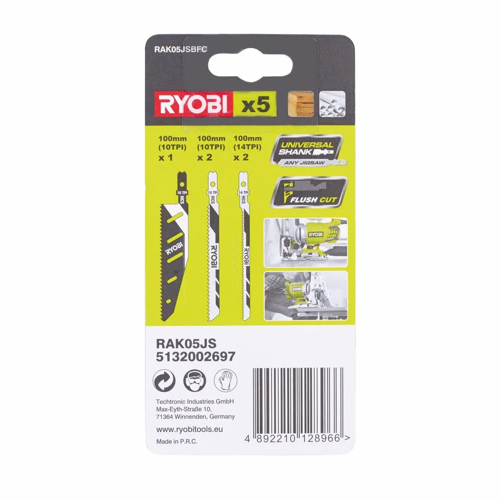 Ryobi Zestaw Brzeszczotów RAK05JSBFC do Wyrzynarek, 5 Sztuk