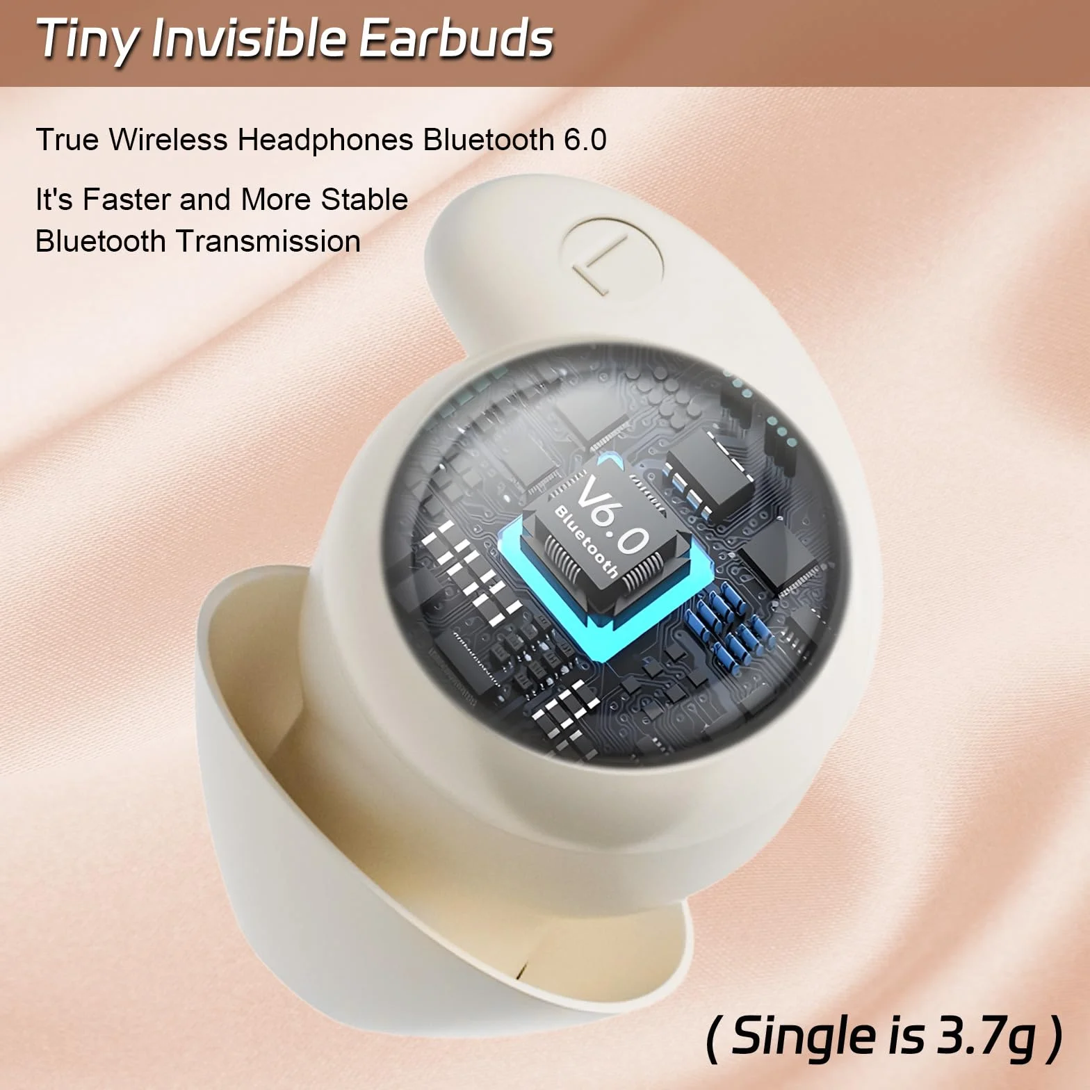 LOBKIN Słuchawki Douszne Side Sleeper Bluetooth 6.0, Miniaturowe Słuchawki z Redukcją Szumów do Spania, Wodoodporne i Niewidoczne IPX6, Idealne do Spania, Uprawiania Sportu, Jogi i Podróży