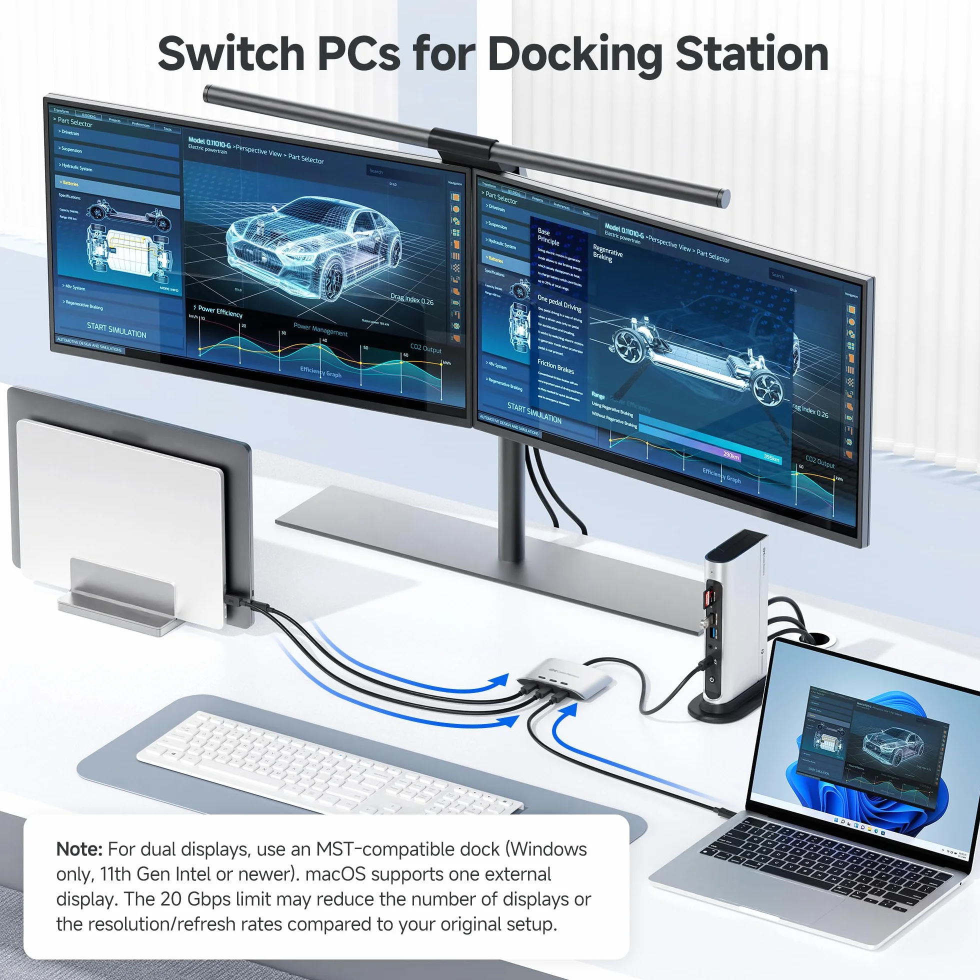 Cable Matters Przełącznik USB C 20 Gb/s 3 w 1 8K 30 Hz 4K 60 Hz 140 W PD Stacja Dokująca USB-C Thunderbolt