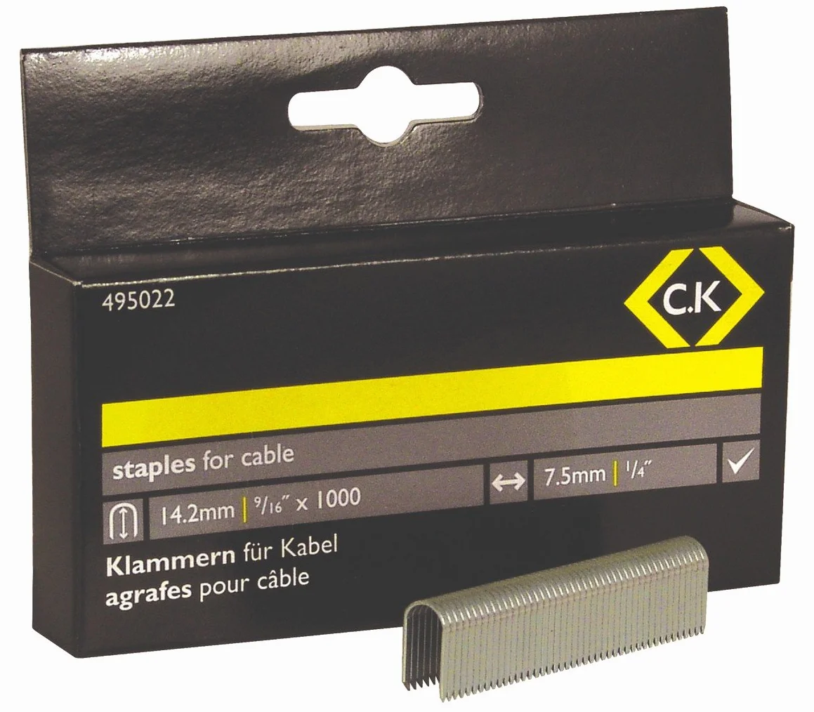 C.K Cable staples 7,5 mm szerokości x 14,2 mm deep Box of 1000