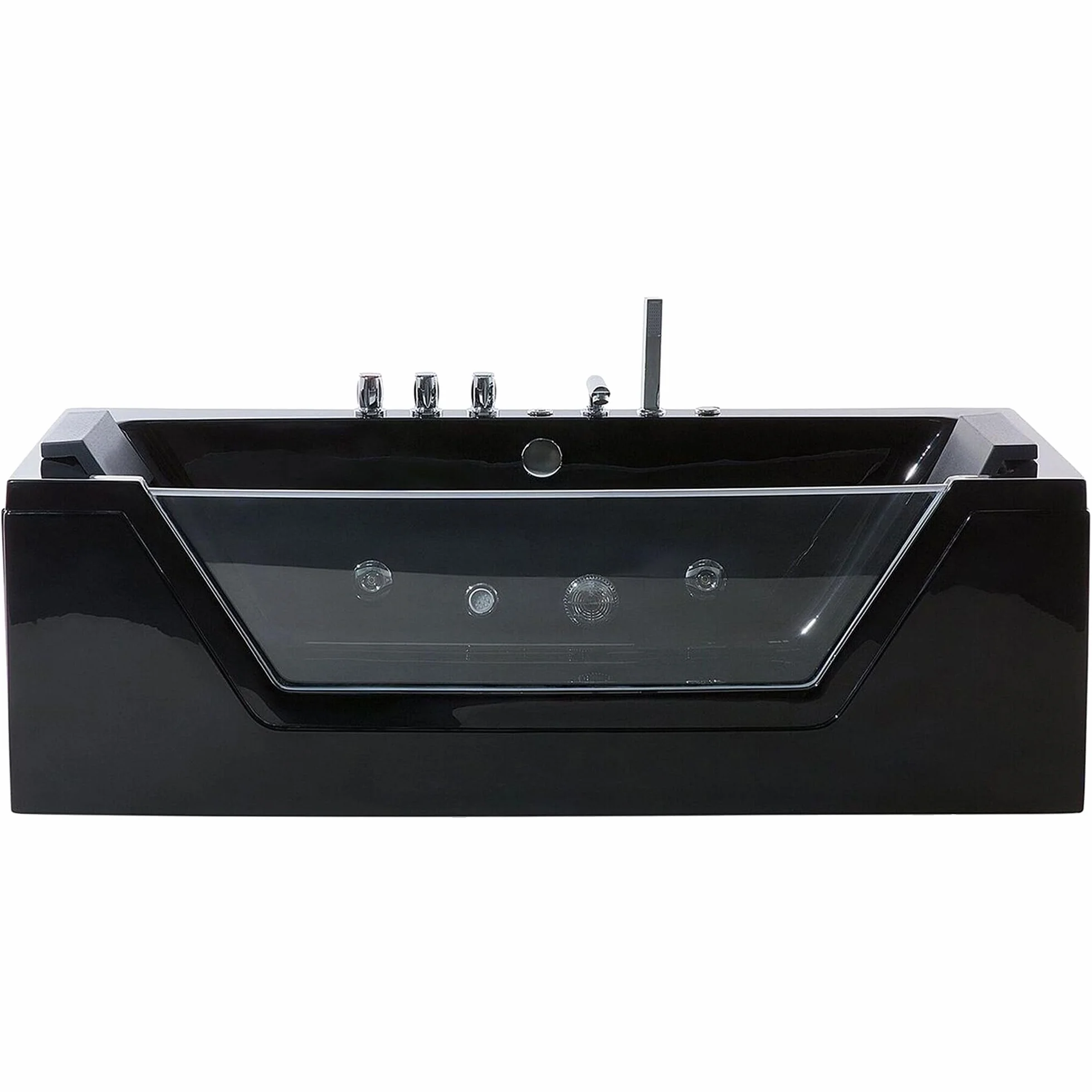 Wanna z hydromasażem czarna akrylowa LED z zagłówkami 160 x 76 cm Samana