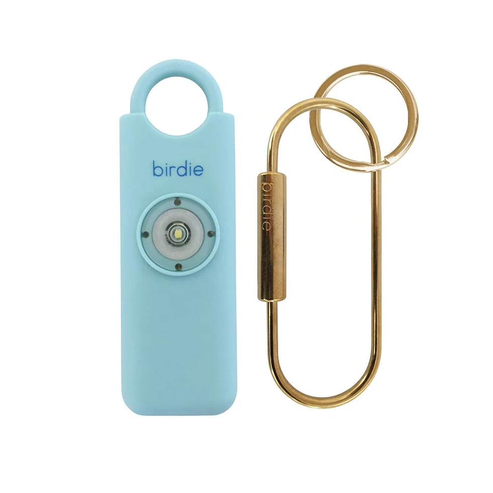 She's Birdie Oryginalny osobisty alarm bezpieczeństwa dla kobiet z syrenką, stroboskopem i brelokiem 130 dB w 5 kolorach (wodny niebieski)
