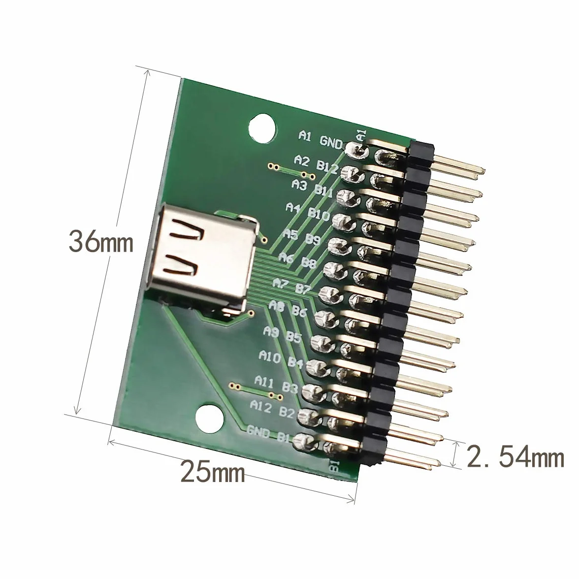 USB 3.1 TYPEC żeński z gniazdem testowym PCB płytka testowa USB-c pitch2,54 mm