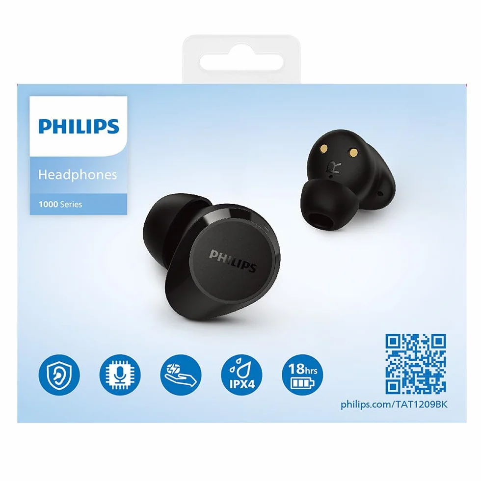Philips TAT1209BK True Wireless Słuchawki Douszne Bluetooth Czarne In Ear