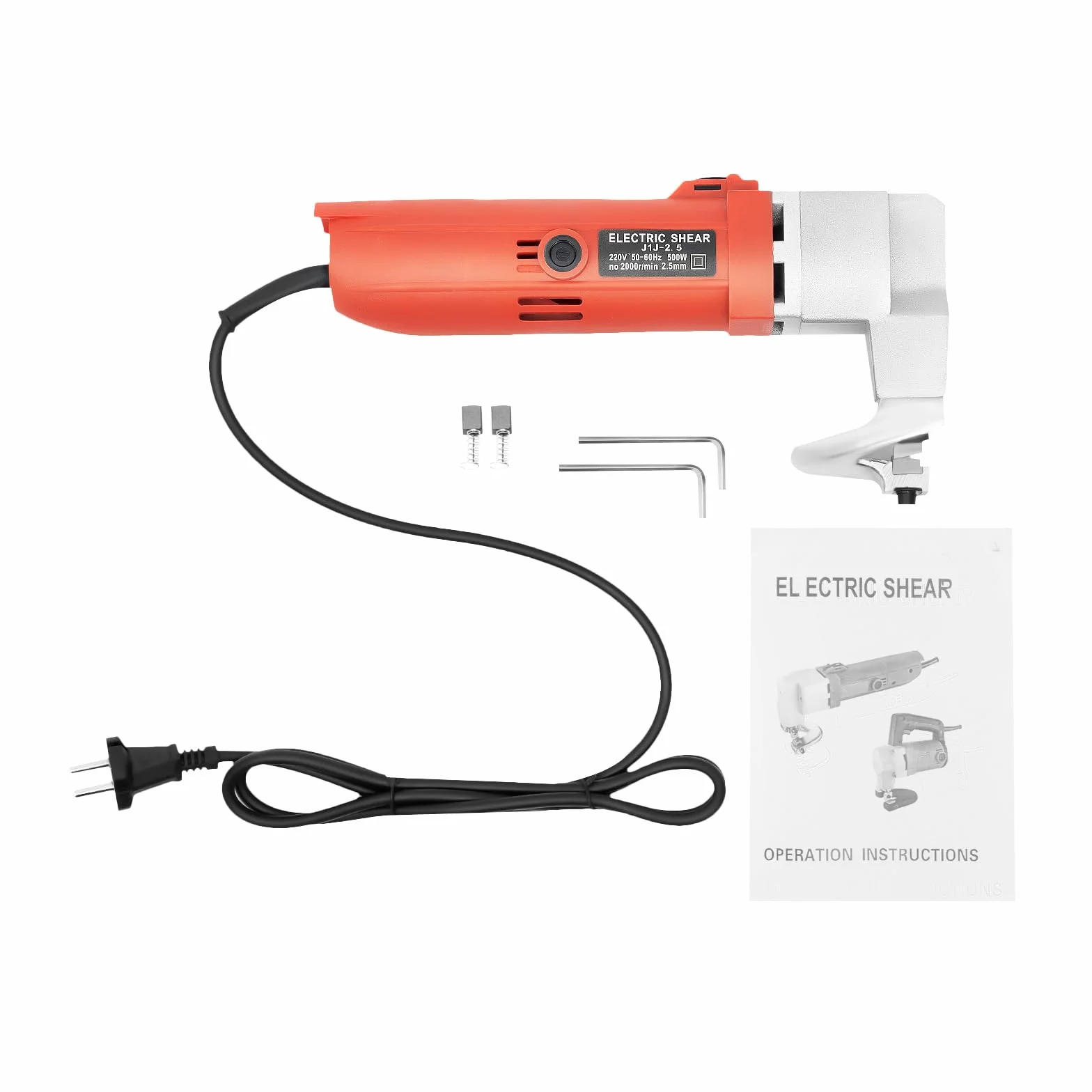 Nożyce elektryczne do cięcia blachy, 500 W, elektryczne nożyce do cięcia blachy, 2000 obr./min, prędkość biegu jałowego Mettal nożyce do blachy, do konserwacji domu, konserwacji samochodu