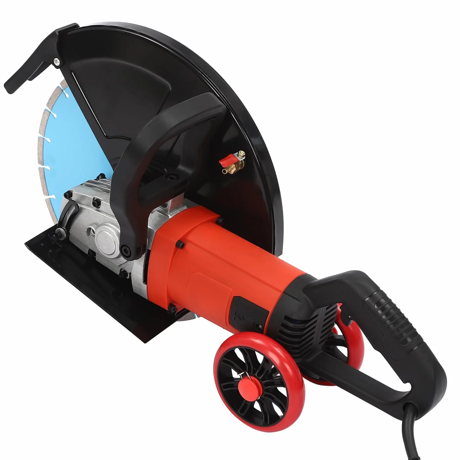 Piła do betonu przecinarka do betonu z 350 mm diamentowym brzeszczotem 4000 W, silnik z czystej miedzi, maks. głębokość cięcia: 135 mm, przecinarka do cięcia na mokro z kołami pomoc