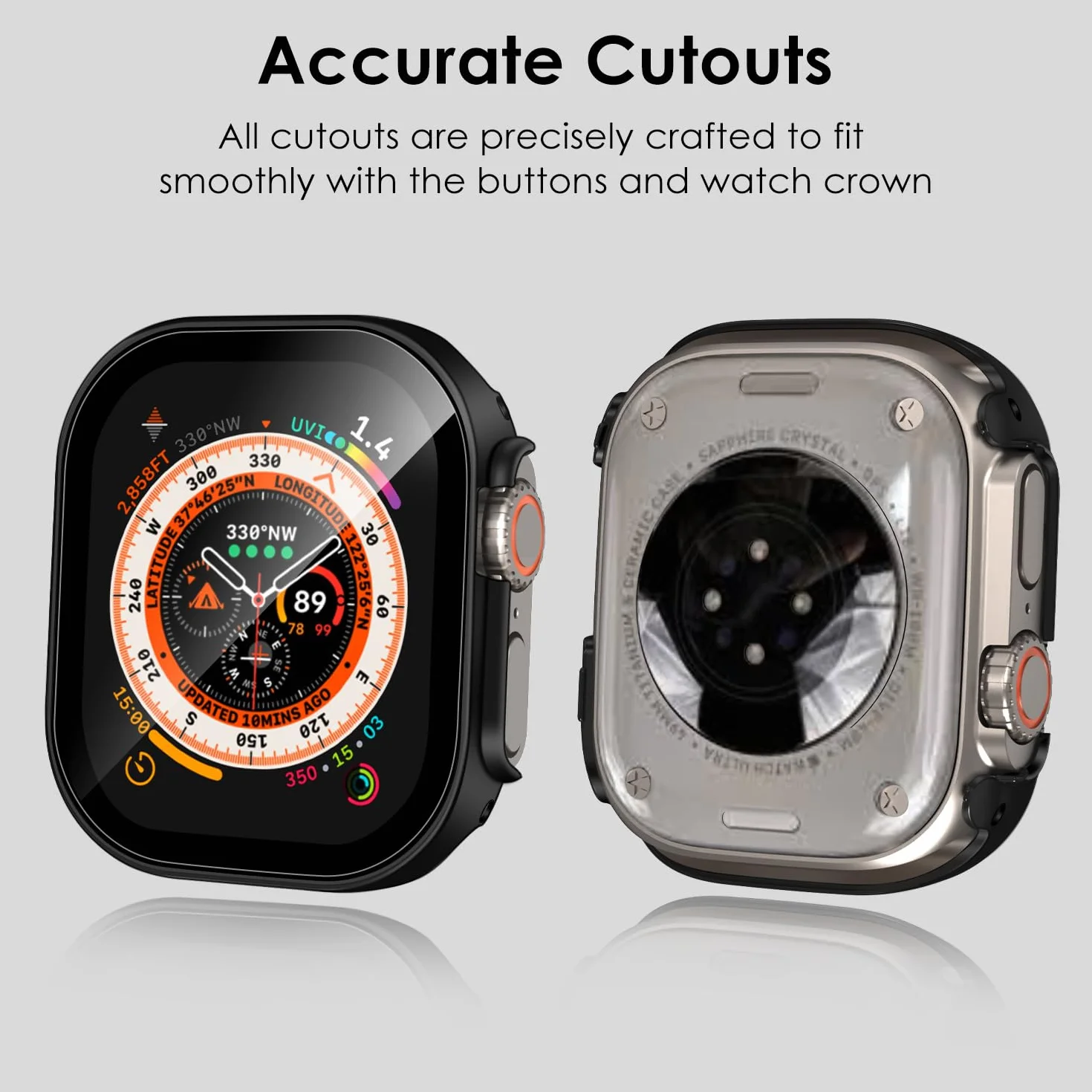 ivoler 3-pak twardych etui PC z osłoną ekranu ze szkła do Apple Watch Ultra 2 49 mm/Apple Watch 49 mm, pełne pokrycie etui ochronne, ultracienkie etui ochronne odporne, 2 przezroczyste + 1 czarne