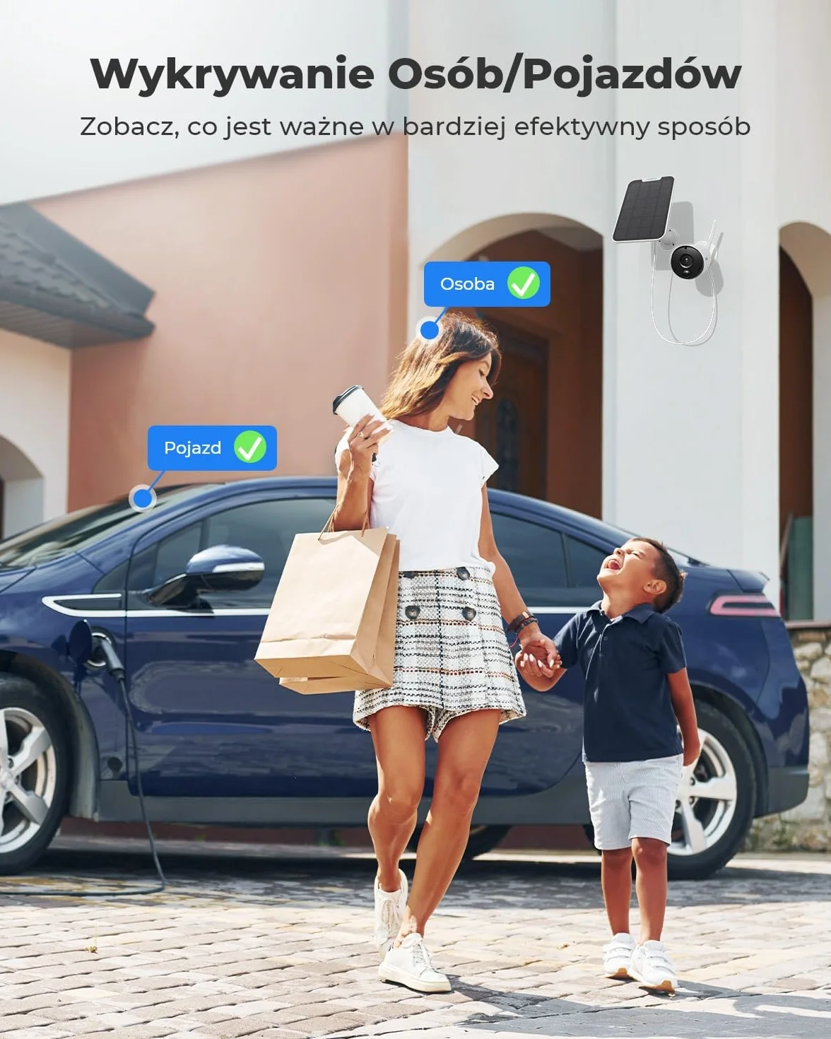 Reolink Argus Eco Solarna Kamera Zewnątrz Bezprzewodowa WiFi 1080P PIR Detekcja Ruchu