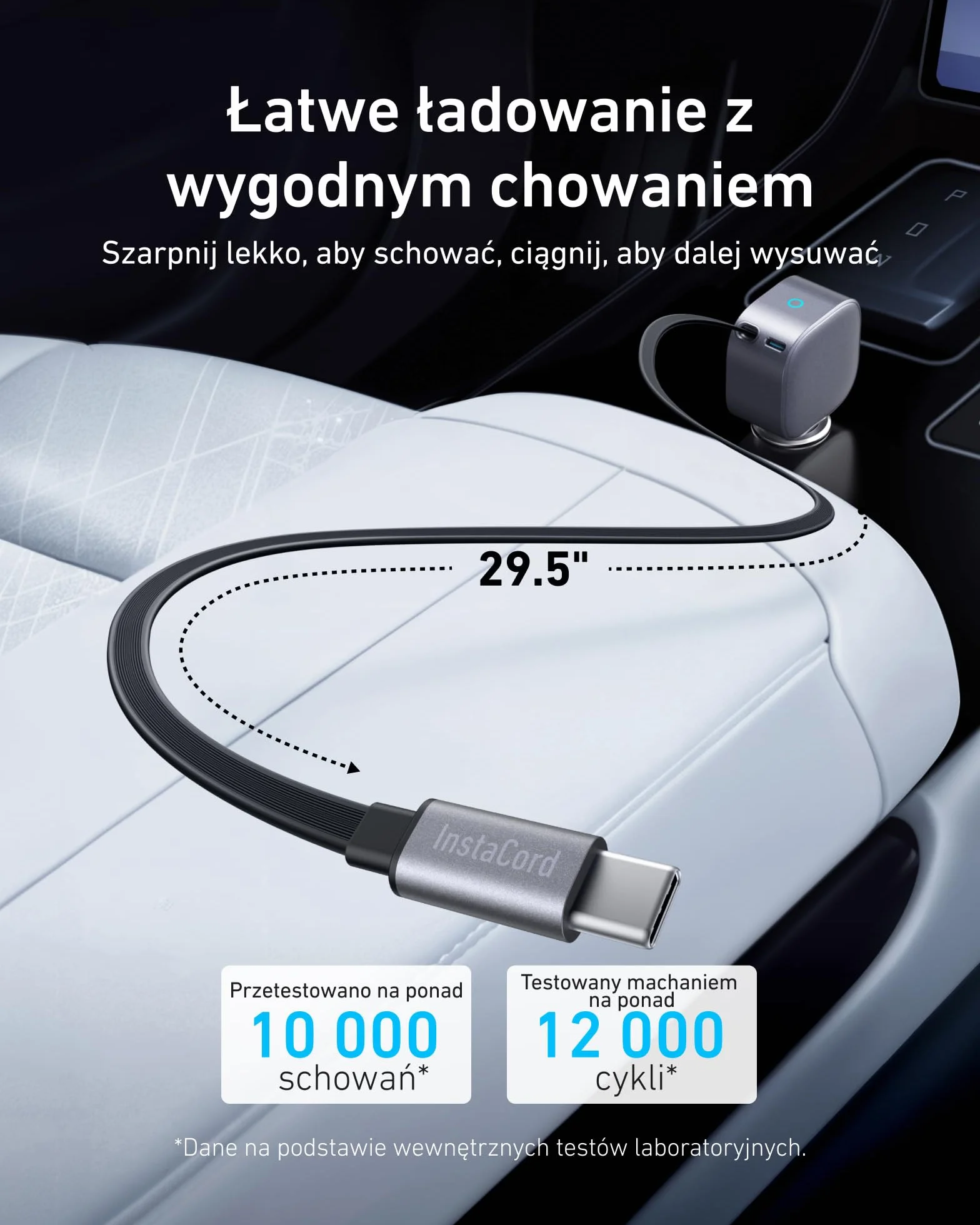 Anker Ładowarka samochodowa USB-C 75W z wbudowanym zwijanym kablem