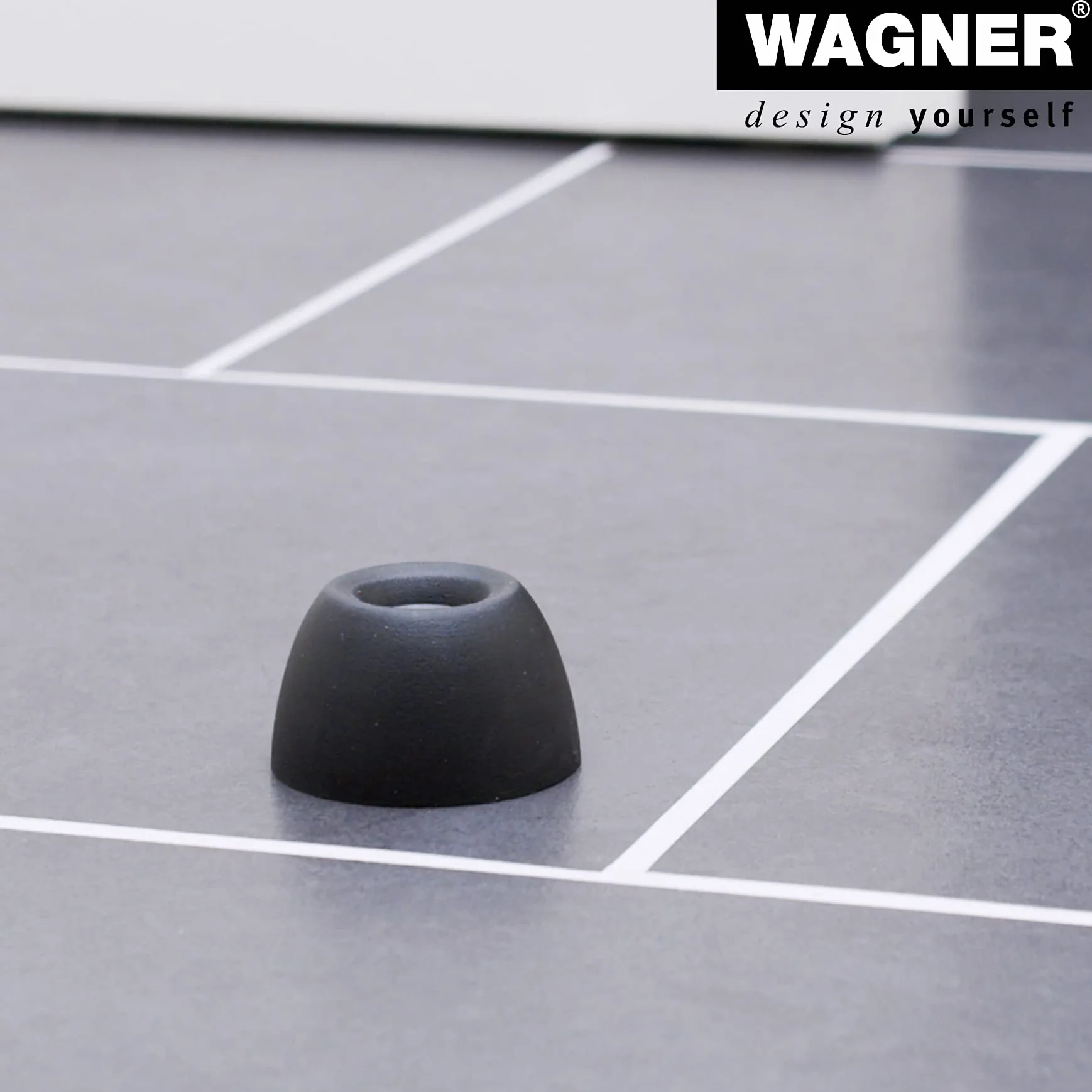 WAGNER Stoper do drzwi w stylu retro do podłóg i ścian, gałka zewnętrzna – średnica Ø 50 x 30 mm, czarna, wysokiej jakości guma i odporna na warunki atmosferyczne śruba ze stali nierdzewnej, łącznie z