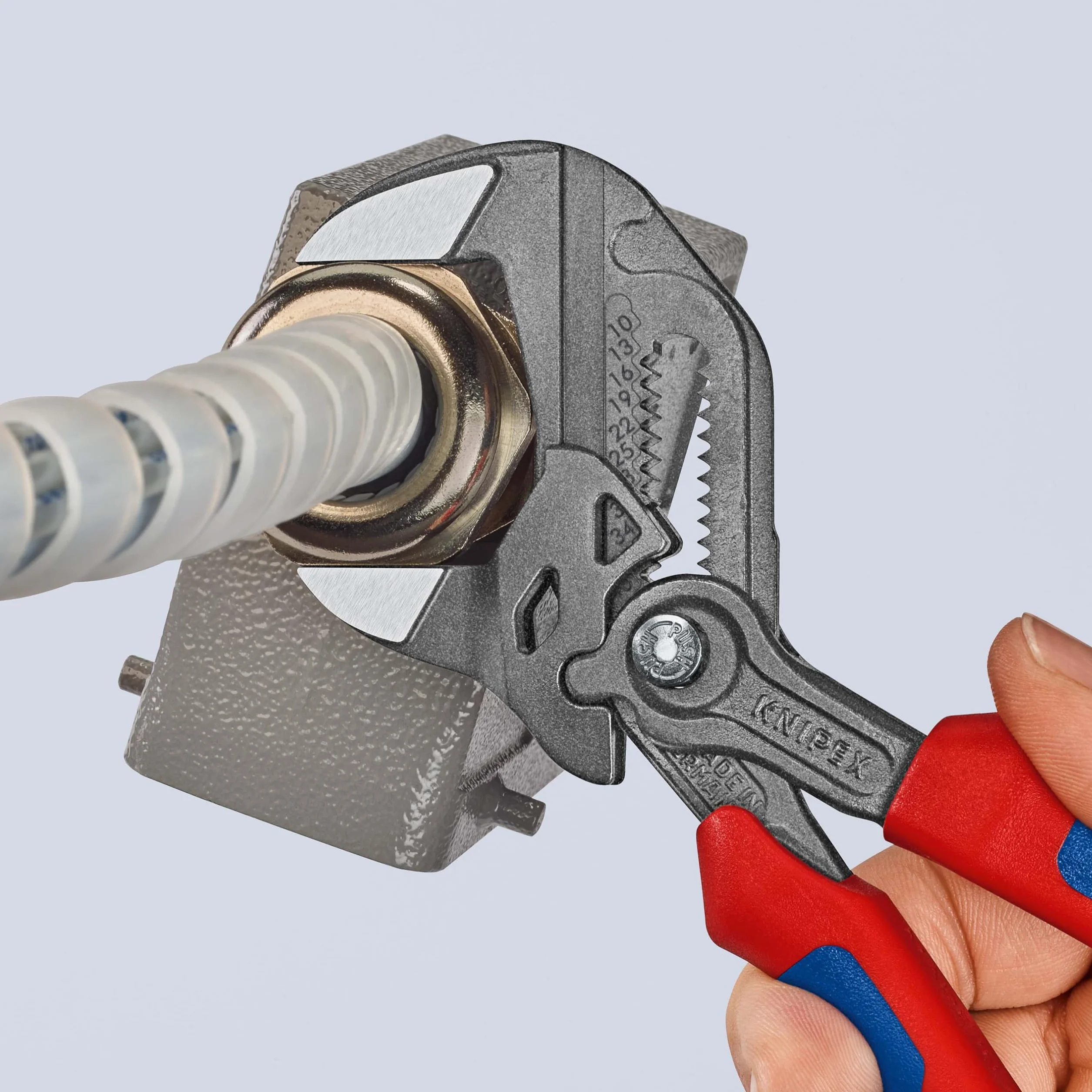 KNIPEX Szczypce-klucz szczypce i klucz w jednym narzędziu fosforanowana, szara z osłonkami wielokomponentowymi 180 mm, 86 02 180