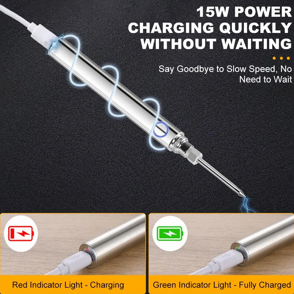 Bezprzewodowy zestaw lutownicy, przenośny bezprzewodowy długopis lutowniczy USB z akumulatorem 1100 mAh, 5 V, 15 W, regulacja temperatury i stabilne ogrzewanie do elektroniki, DIY, naprawa
