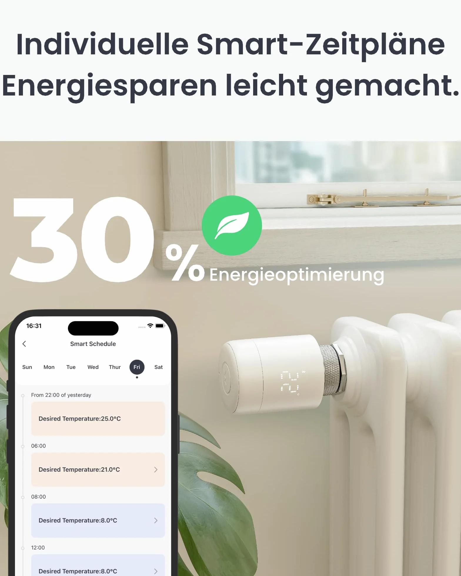 SwitchBot Inteligentny termostat do grzejnika, Bluetooth z funkcją rozpraszania aplikacji i planowaniem czasu, oszczędność energii, łatwa instalacja, kompatybilny z Alexa, Apple Home&Google Home