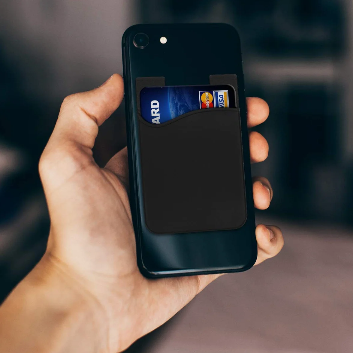 kwmobile 3X Samoprzylepny uchwyt na karty do telefonu Silikonowe Etui Niebieski Czarno-Szaro-Biały