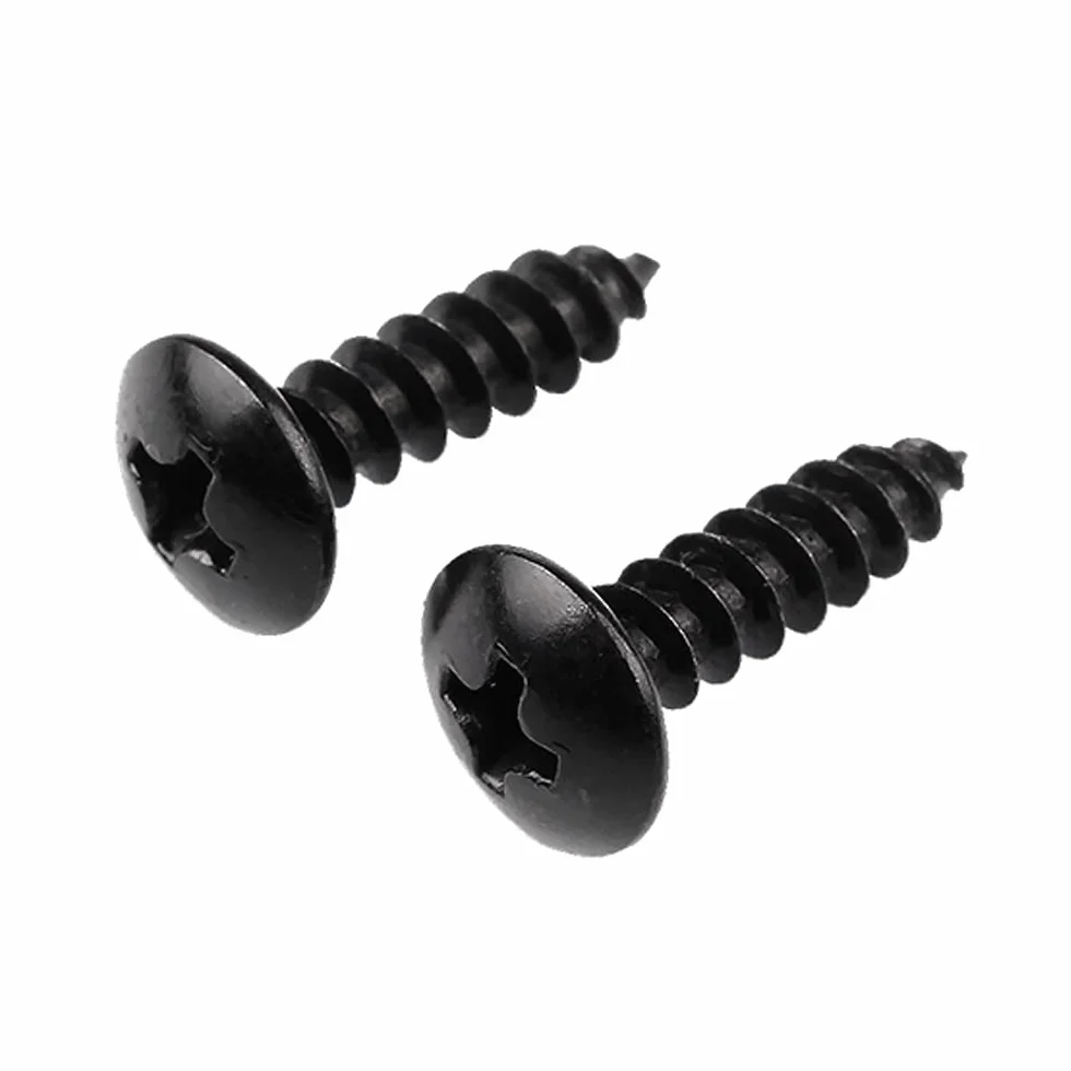 20 sztuk wkrętów samogwintujących M5 x 16 mm czarne wkręty krzyżowe ze stali węglowej do drewna materiałów miękkich i płyt gipsowych z okrągłymi łbami