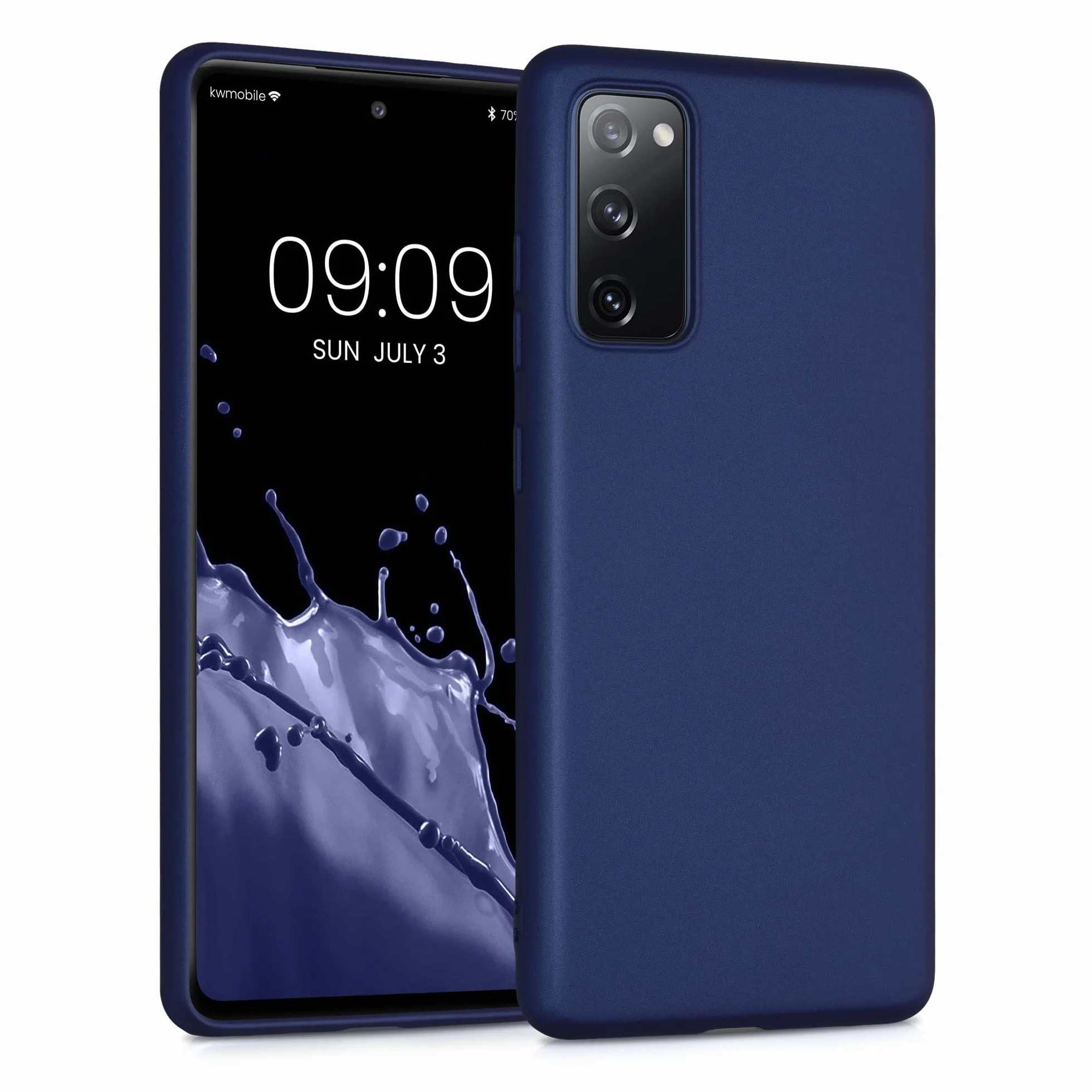 kwmobile Etui Samsung Galaxy S20 FE TPU Silikon Odporny Wstrząsy Ładowanie Bezprzewodowe Niebieski Metaliczny