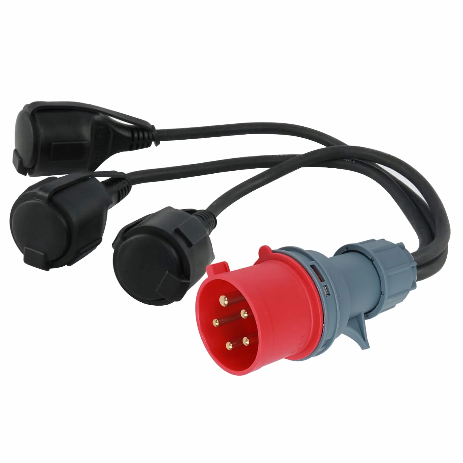 Adapter CEE rozdzielacz prądu 400 V 16 A wtyczka na 3 x 230 V złącze - H05RR-F 3 x 1,5 mm