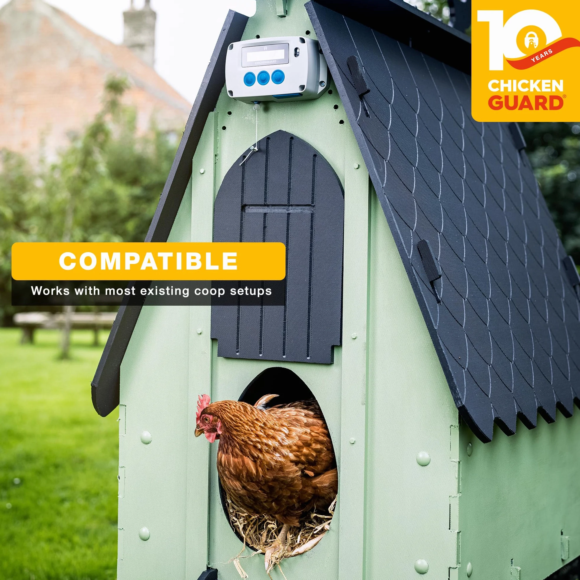 ChickenGuard PRO (Premium & Extreme Combined) - Nowy automatyczny otwieracz do drzwi kurnika 2023, podnosi drzwi do 2kg, na baterie/prąd,